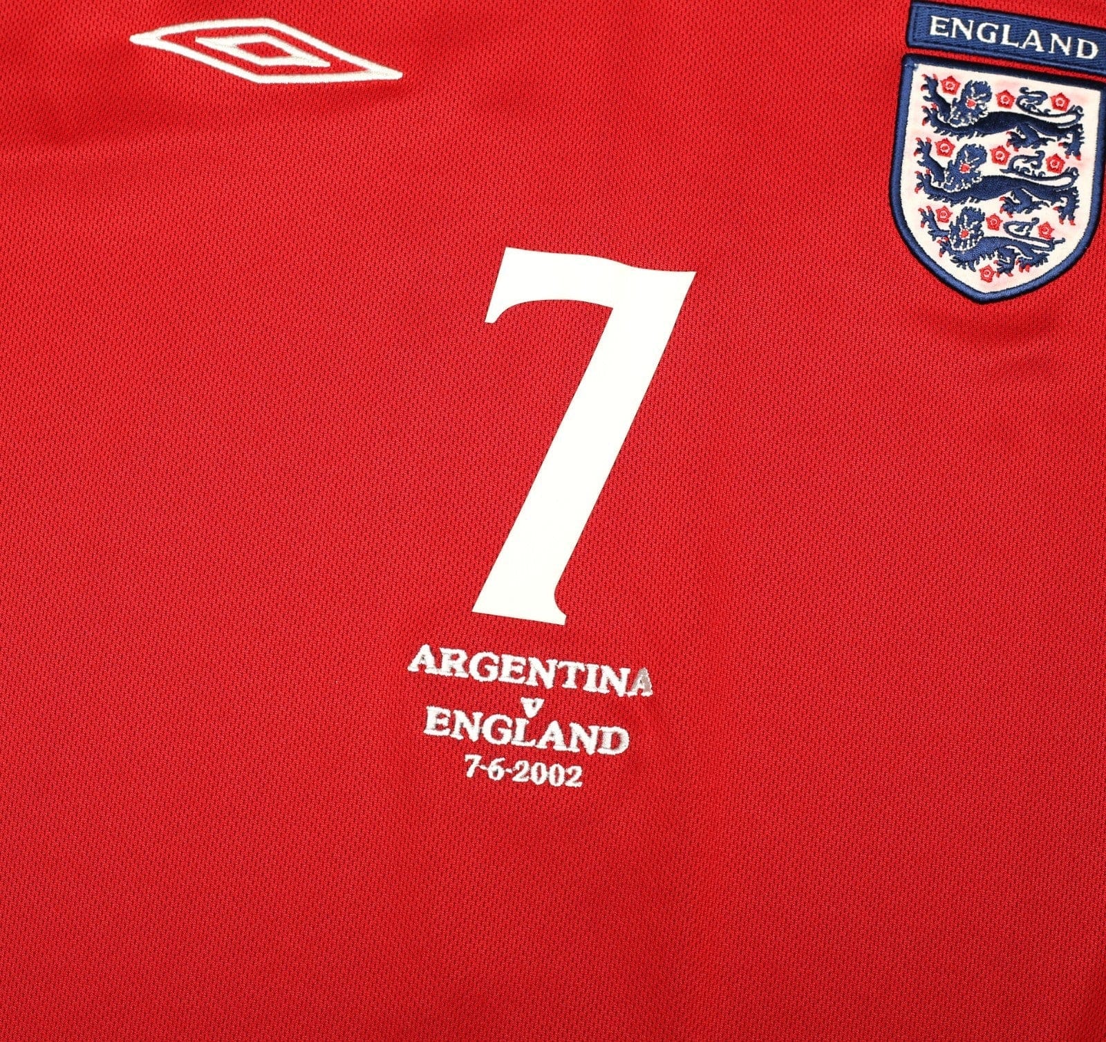 2002/04 BECKHAM #7 England Vintage Umbro Away Football Shirt (L) Argentina WC