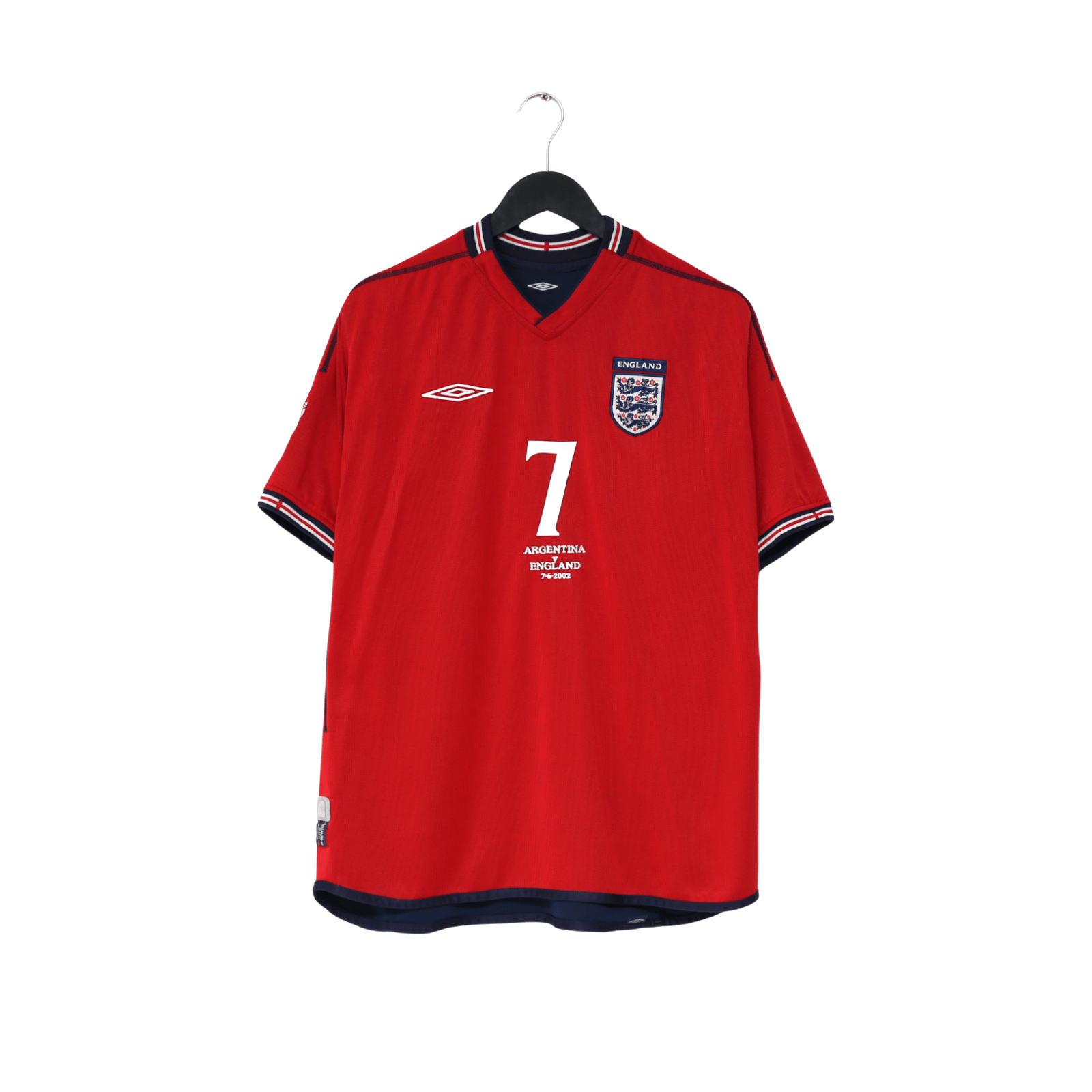 2002/04 BECKHAM #7 England Vintage Umbro Away Football Shirt (L) Argentina WC