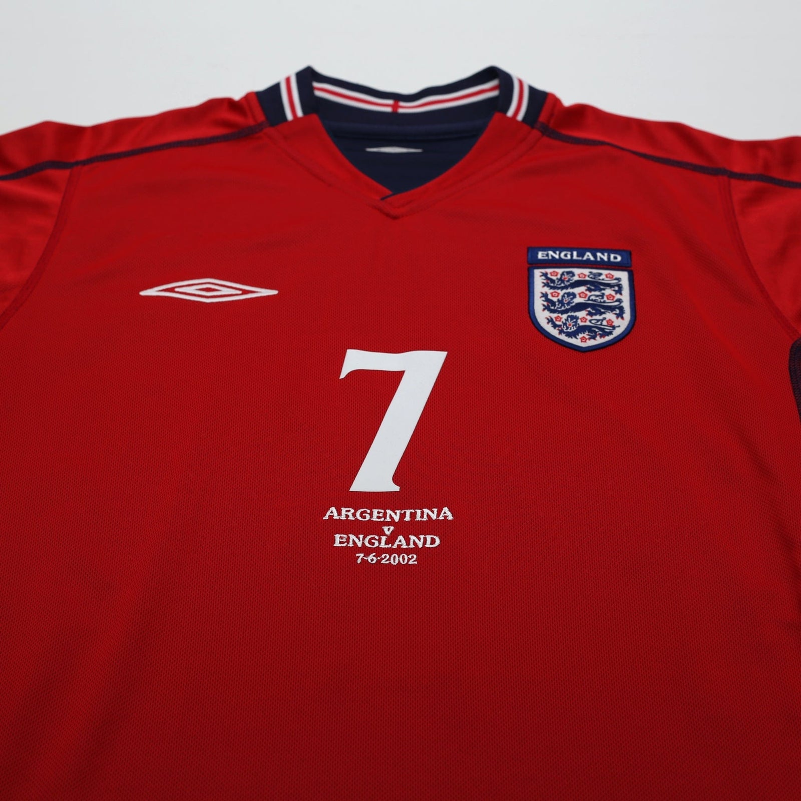 2002/04 BECKHAM #7 England Vintage Umbro Away Football Shirt (S) Argentina WC