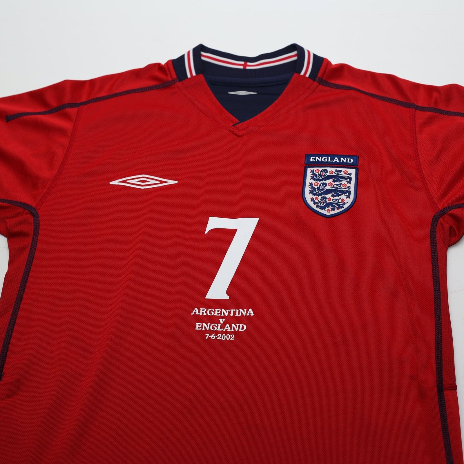 2002/04 BECKHAM #7 England Vintage Umbro Away Football Shirt (S) Argentina WC