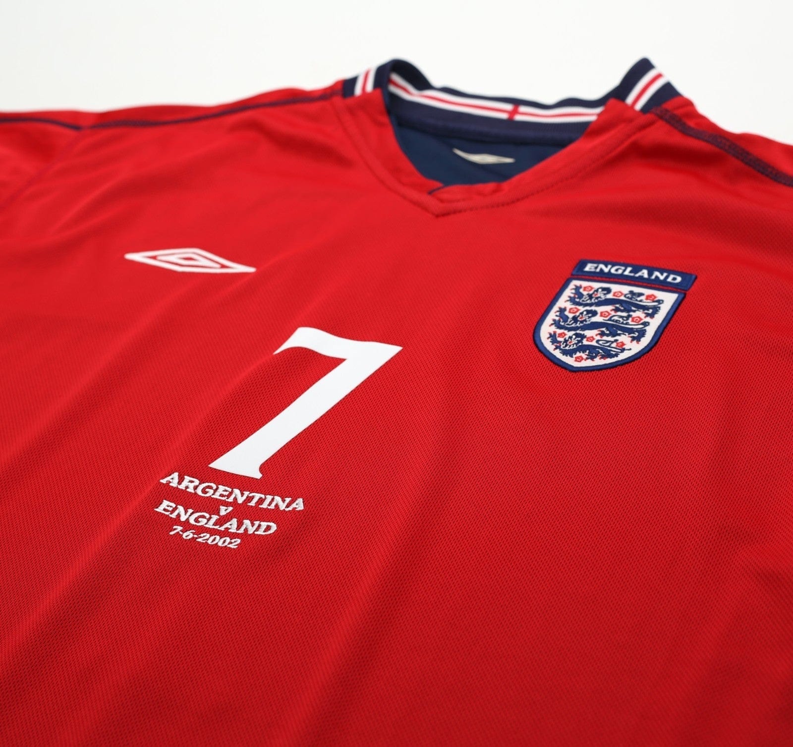 2002/04 BECKHAM #7 England Vintage Umbro Away Football Shirt (XL) Argentina WC
