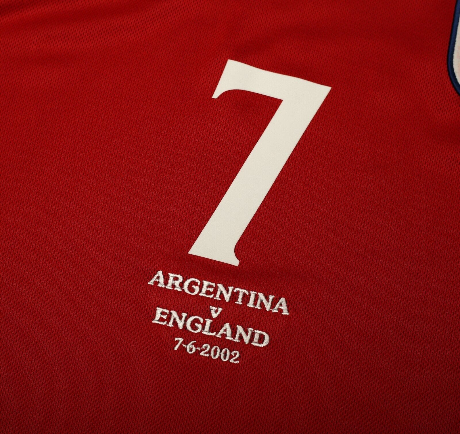 2002/04 BECKHAM #7 England Vintage Umbro Away LS Football Shirt (L) Argentina WC