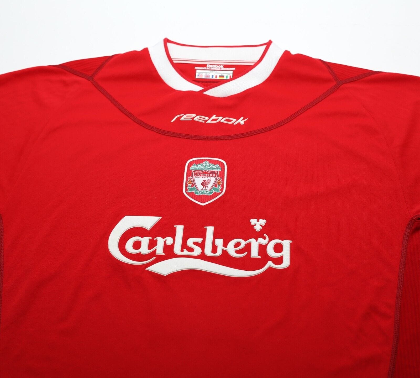 2002/04 GERRARD #17 Liverpool Vintage Reebok Home Football Shirt (M)
