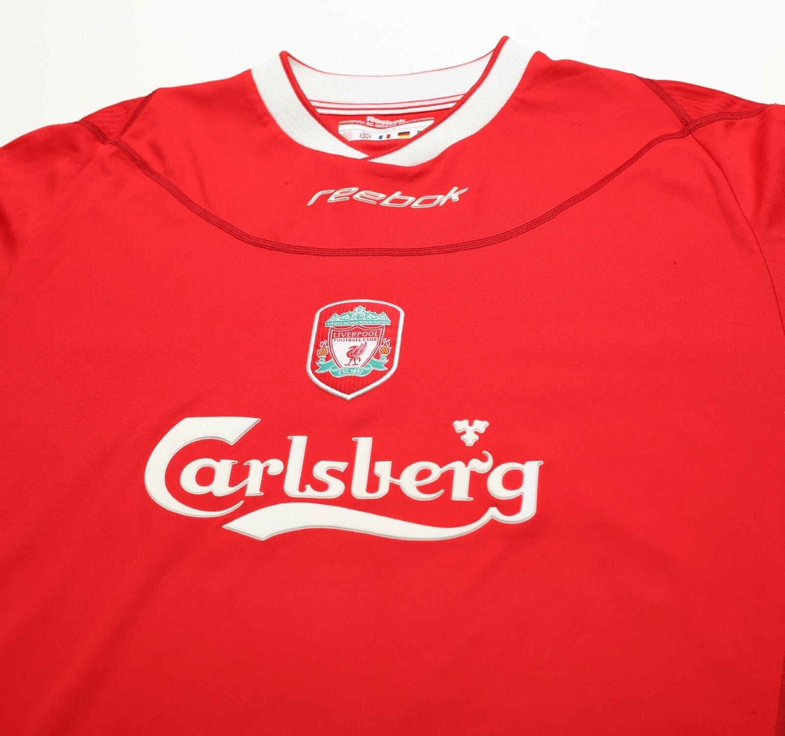 2002/04 GERRARD #17 Liverpool Vintage Reebok Home LS Football Shirt Jersey (M)
