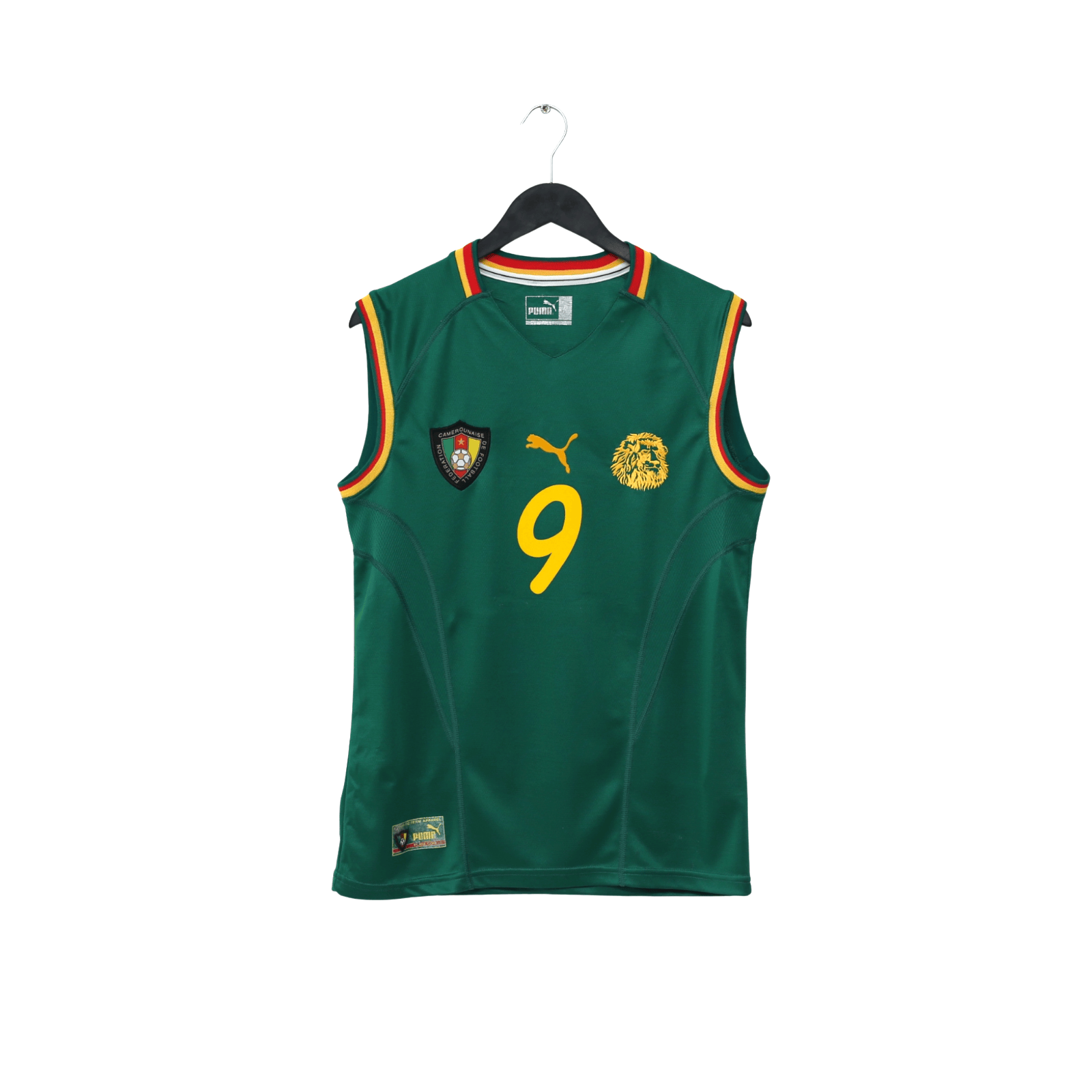 2002 Eto'o #9 Cameroon Vintage PUMA Football Shirt Vest (M) World Cup