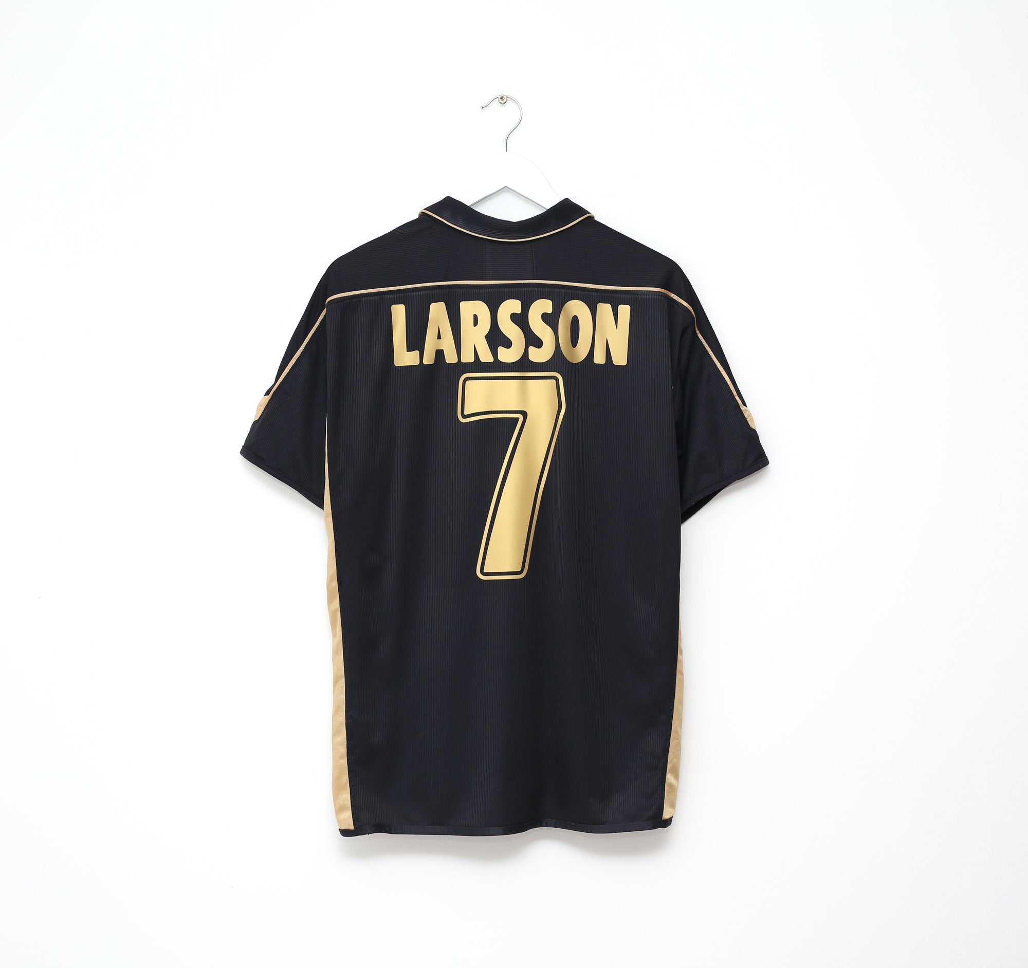 2003/04 LARSSON #7 Celtic Vintage Umbro European Away Football Shirt (L)