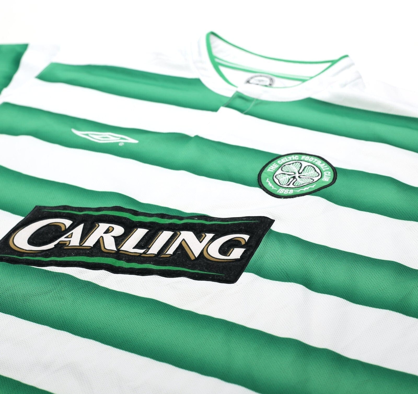 2003/04 LARSSON #7 Celtic Vintage Umbro European Home Football Shirt (L)