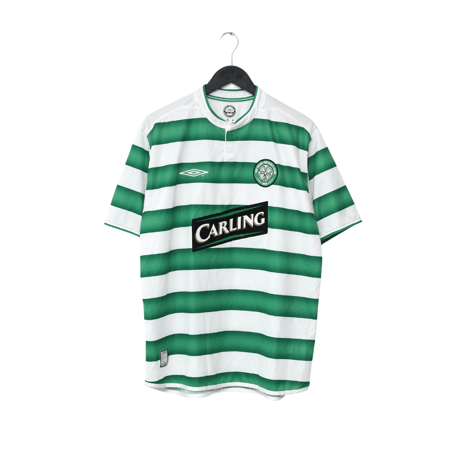 2003/04 LARSSON #7 Celtic Vintage Umbro European Home Football Shirt (L)