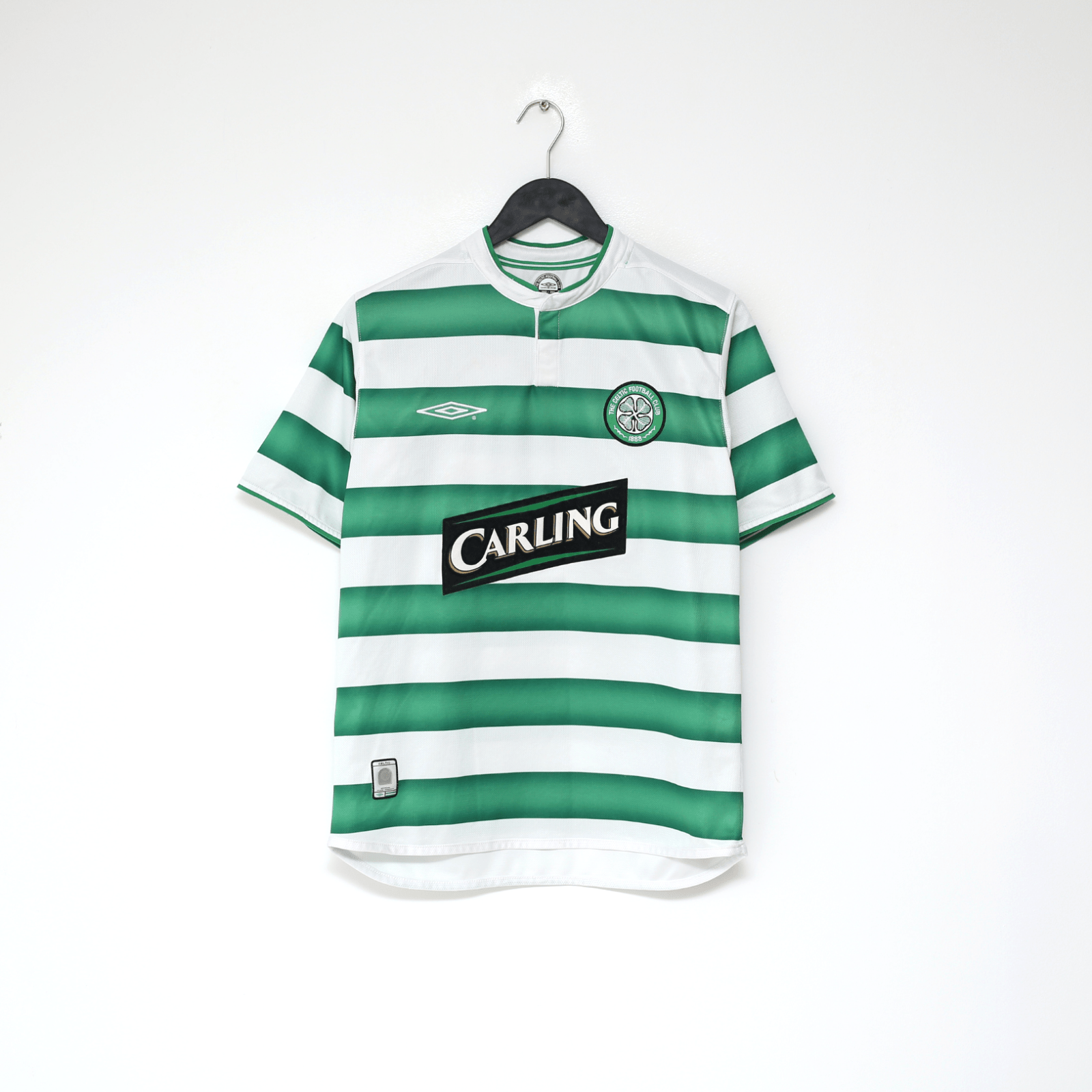 2003/04 LARSSON #7 Celtic Vintage Umbro European Home Football Shirt (S)