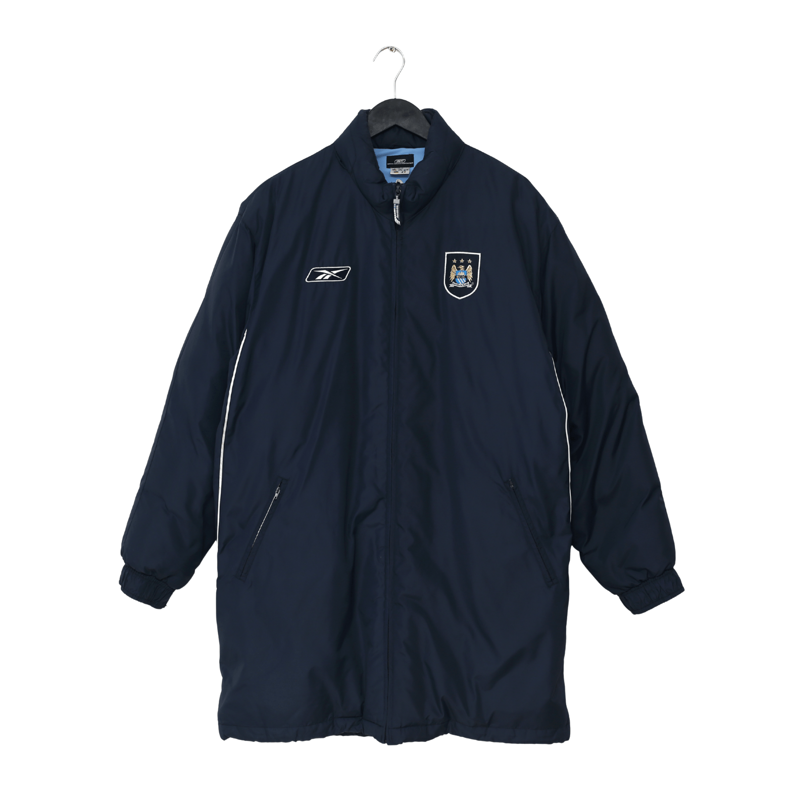 2003/04 MANCHESTER CITY Vintage Reebok Padded Football Bench Coat Jacket (M)