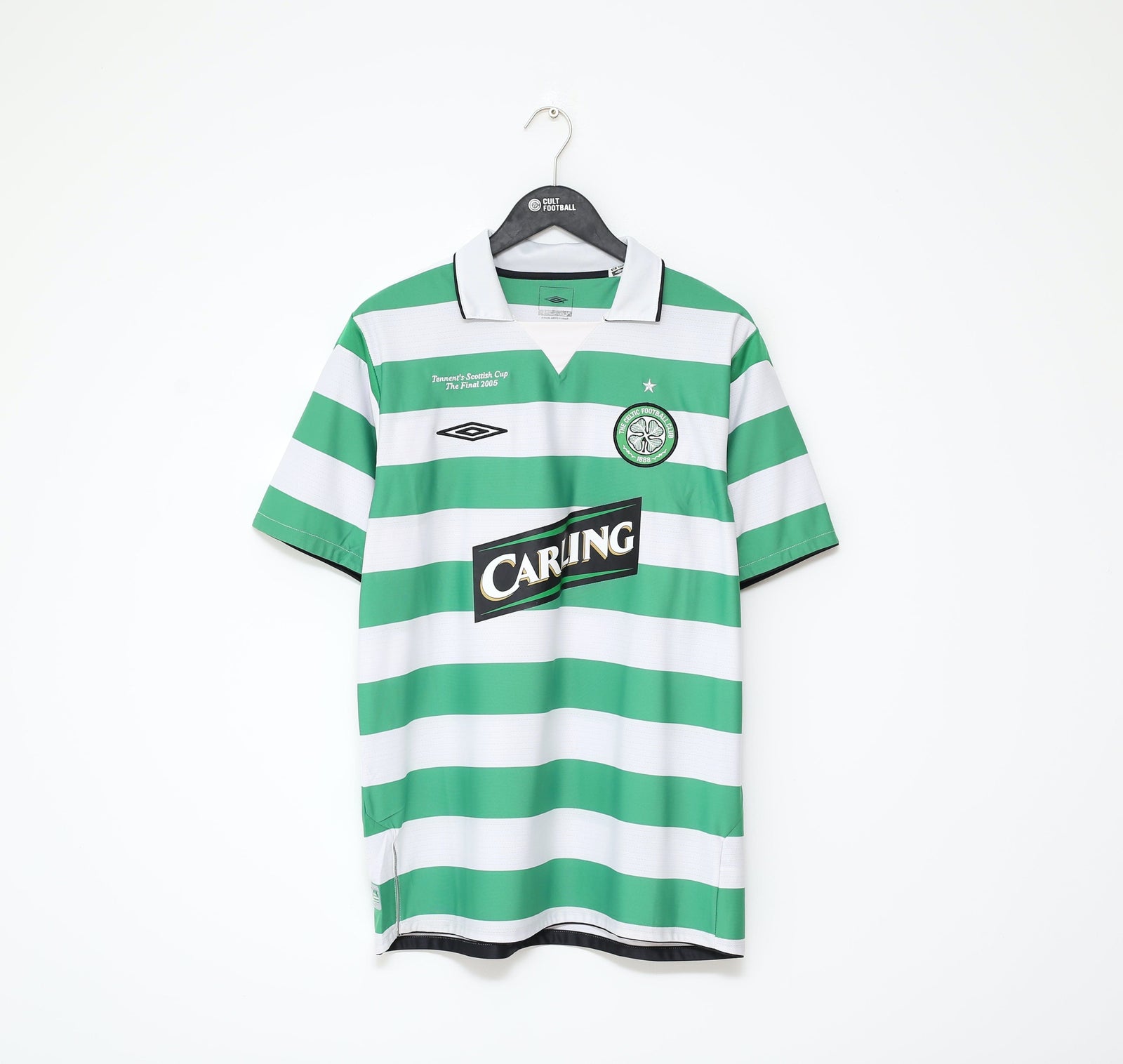 2004/05 PETROV #19 Celtic Vintage Umbro Scottish Cup Final Football Shirt (L)