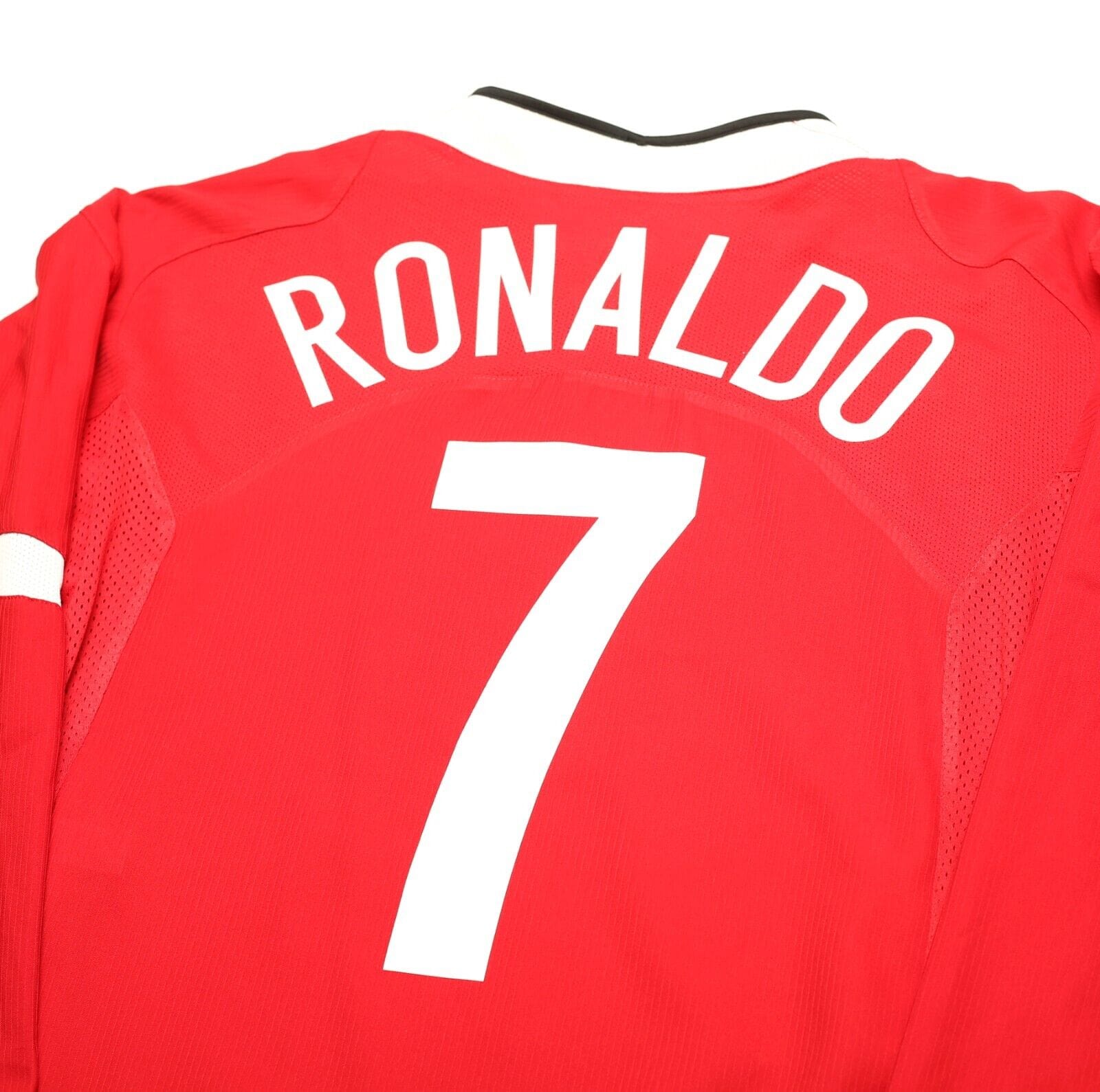 2004/06 RONALDO #7 Manchester United Vintage Nike UCL LS Home Football Shirt (L)
