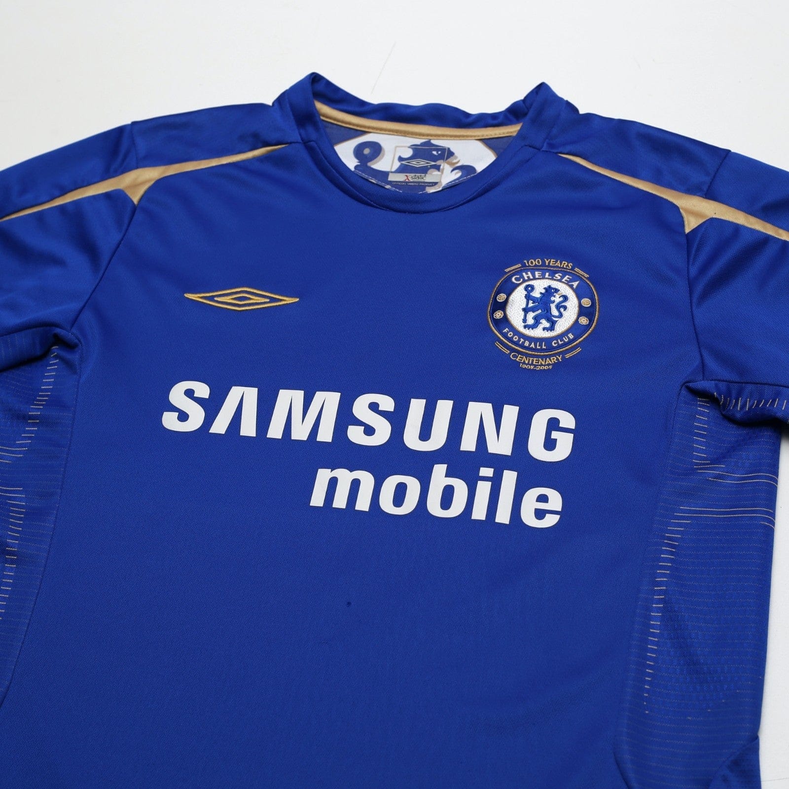 2005/06 Drogba #15 Chelsea Vintage Umbro Centenary UCL Home Football Shirt (M)