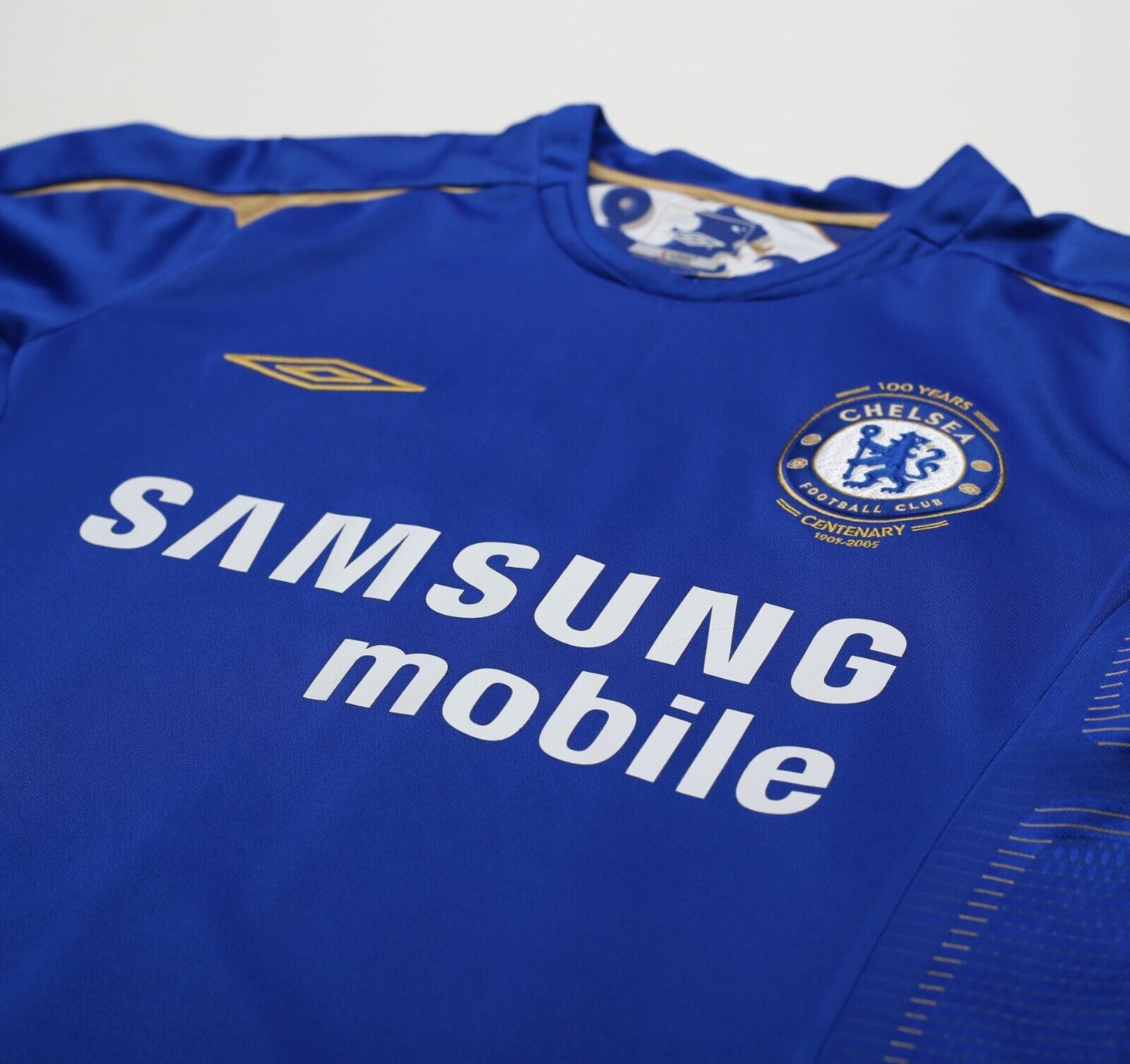 2005/06 DROGBA #15 Chelsea Vintage Umbro UCL Home Football Shirt (S)