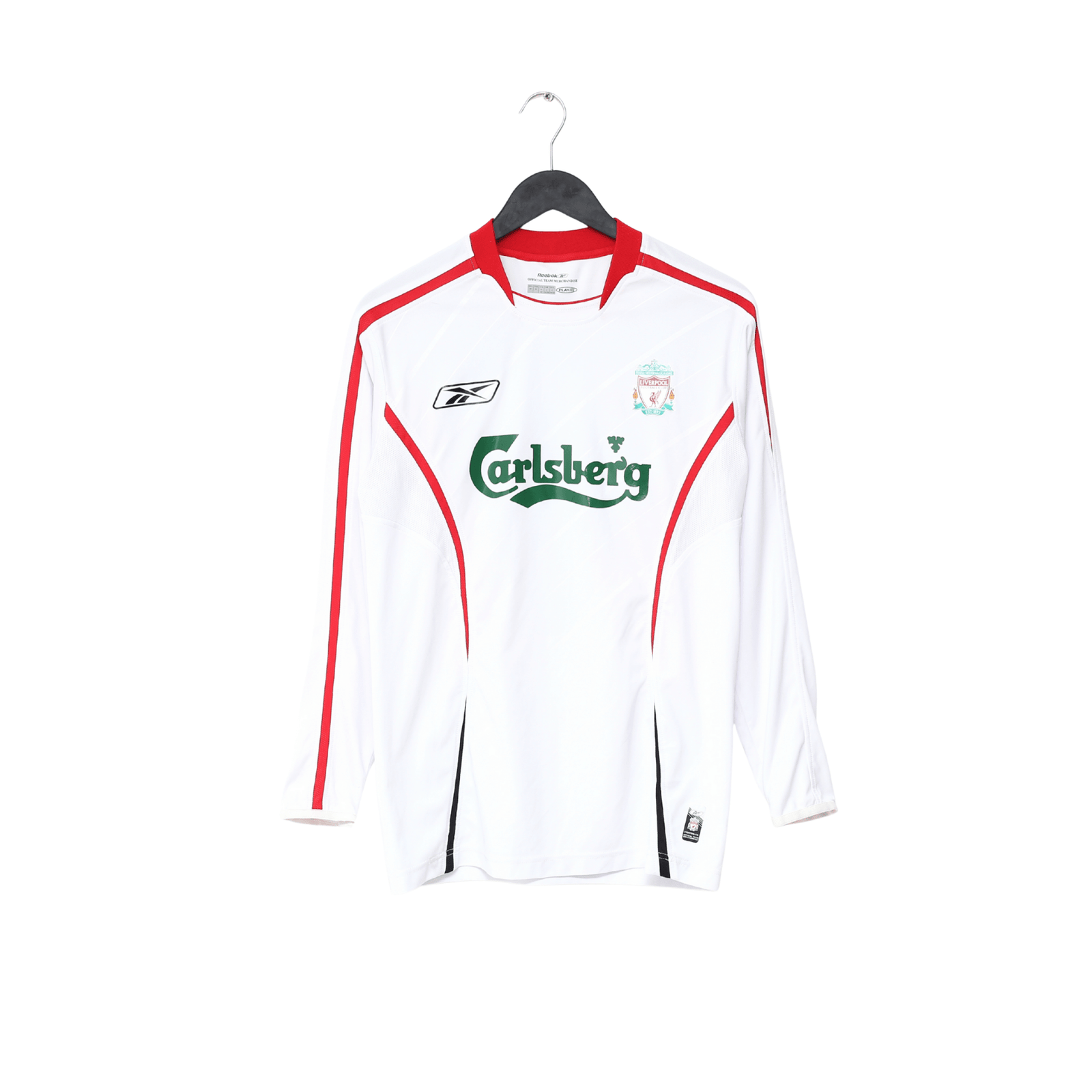 2005/06 GERRARD #8 Liverpool Vintage Reebok Away LS Football Shirt (S)