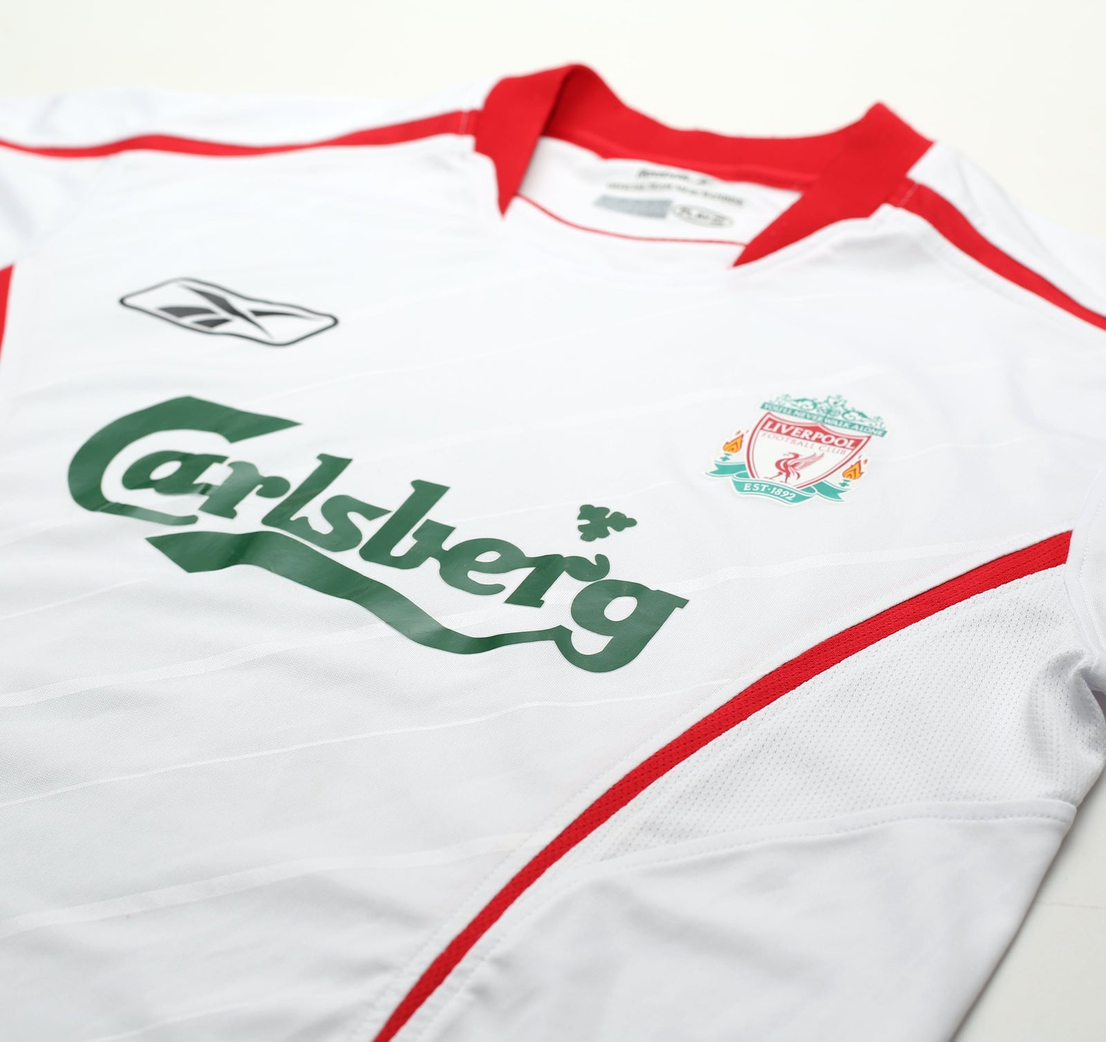 2005/06 GERRARD #8 Liverpool Vintage Reebok Away LS Football Shirt (S)