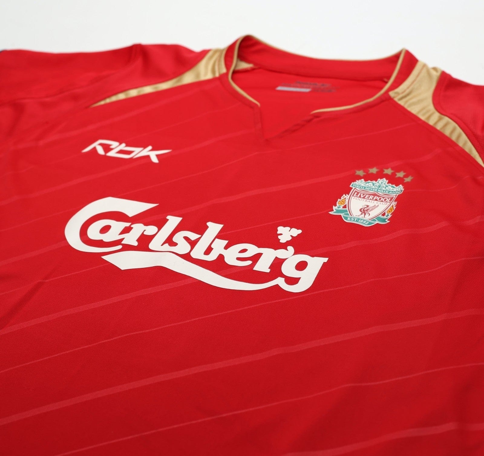 2005/06 GERRARD #8 Liverpool Vintage Reebok European Home Football Shirt (M)