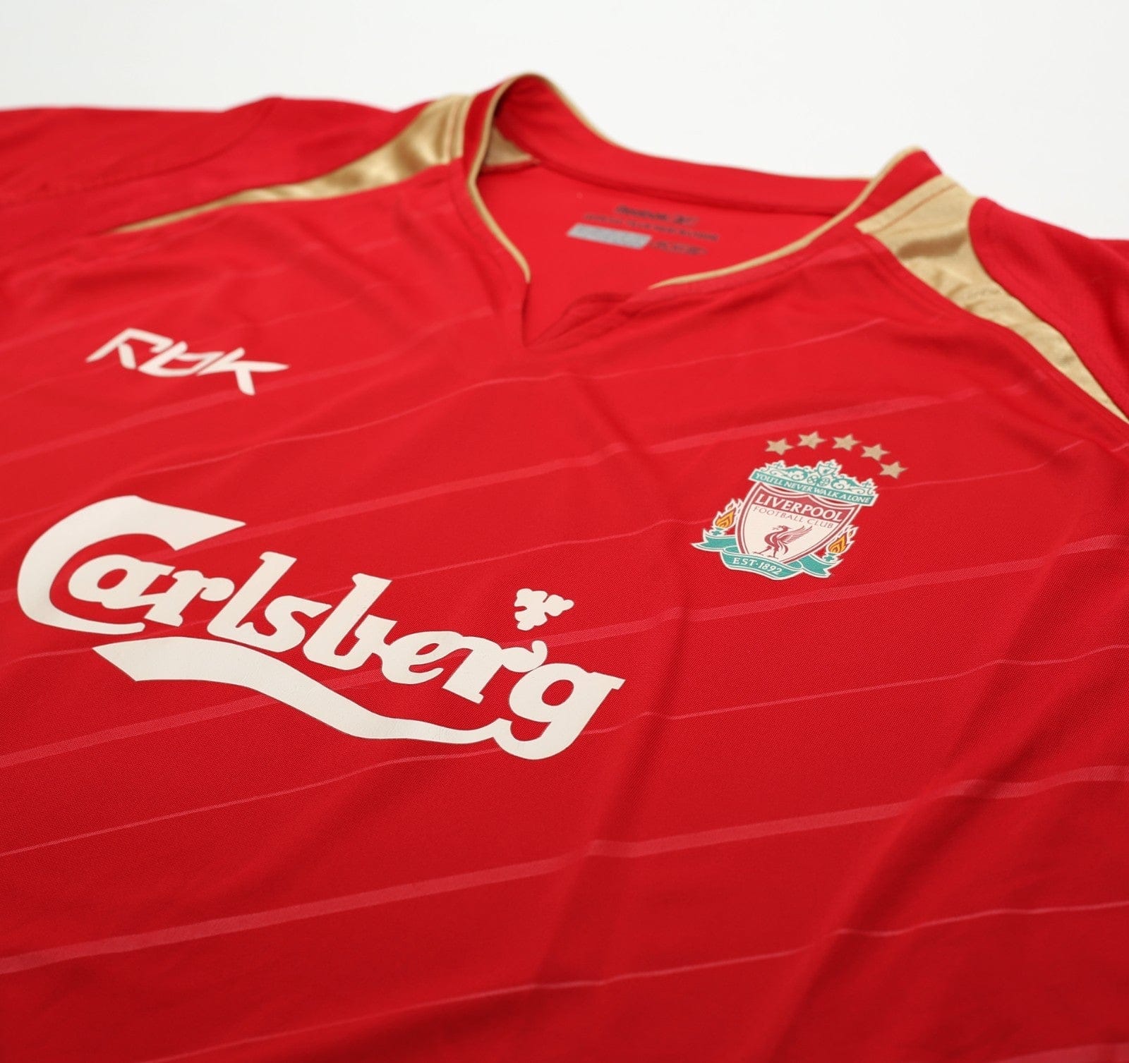 2005/06 GERRARD #8 Liverpool Vintage Reebok European Home Football Shirt (XL)