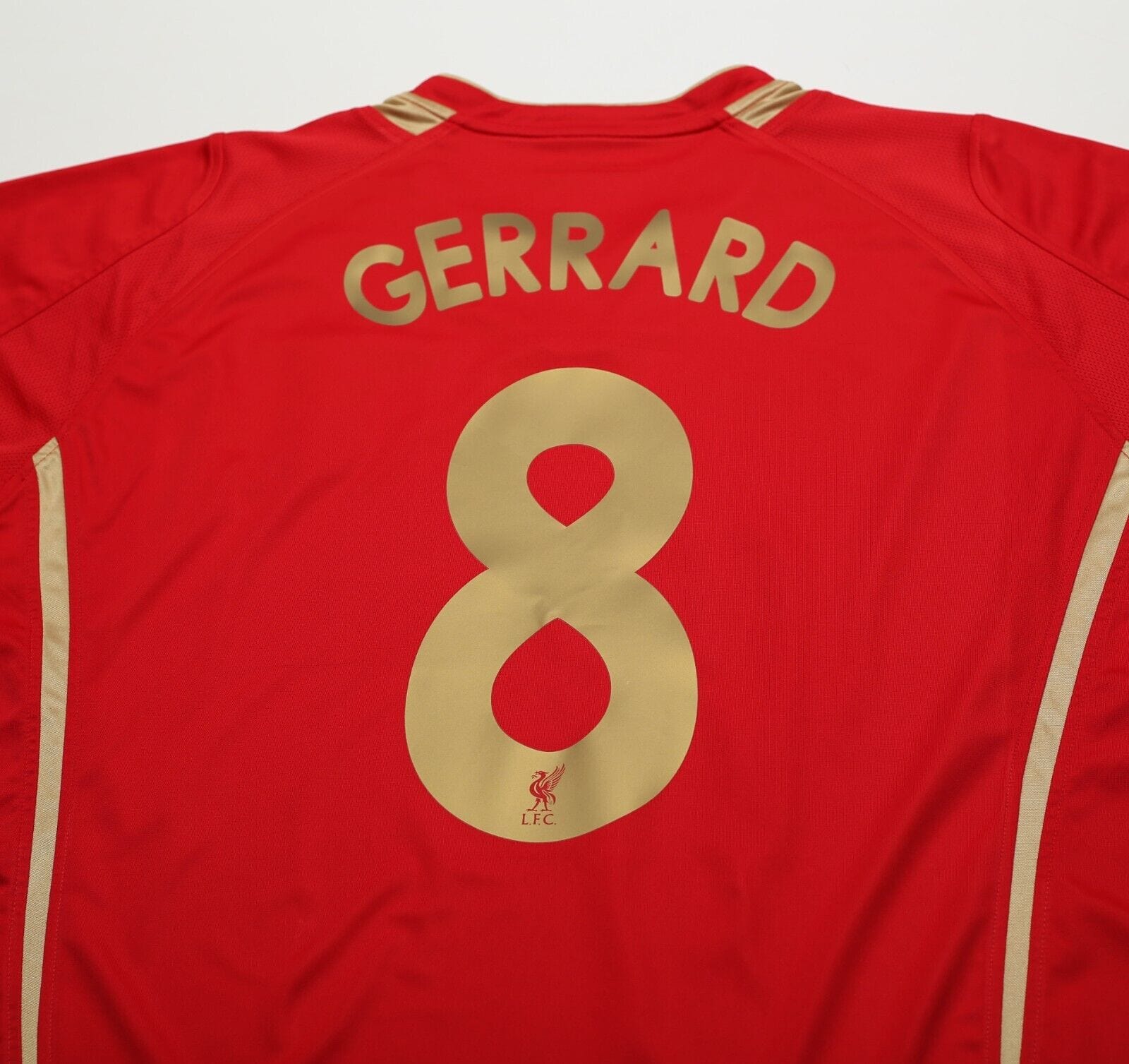 2005/06 GERRARD #8 Liverpool Vintage Reebok UCL Home Football Shirt (XL)