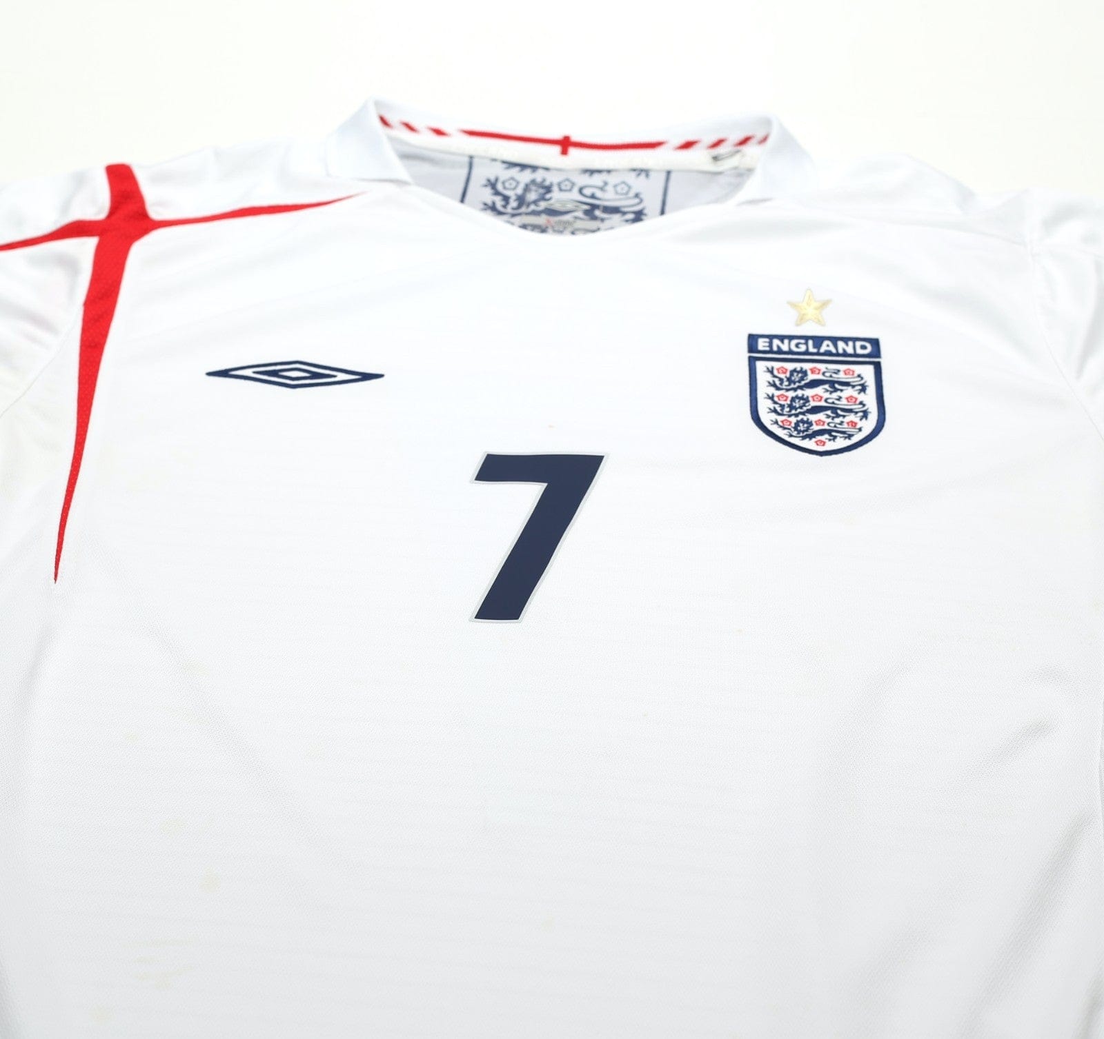 2005/07 BECKHAM #7 England Vintage Umbro Home Football Shirt (XL) WC 2006