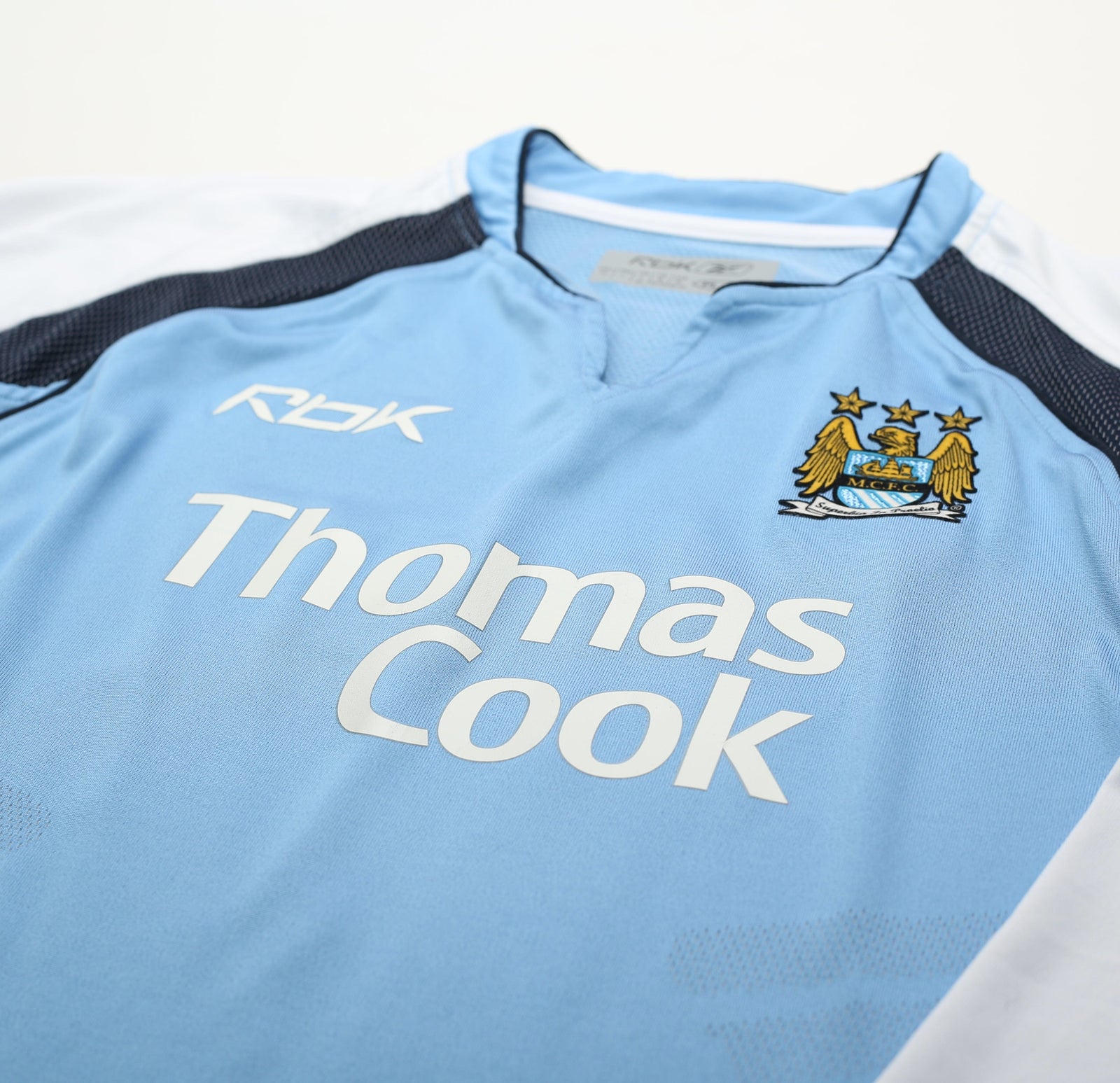 2006/07 SUN JI HAI #17 Manchester City Vintage Reebok Long Sleeve Football Home Shirt (M)