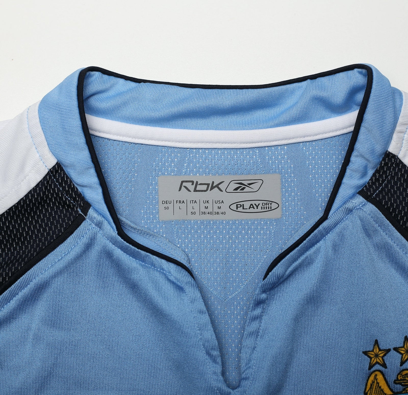 2006/07 SUN JI HAI #17 Manchester City Vintage Reebok Long Sleeve Football Home Shirt (M)
