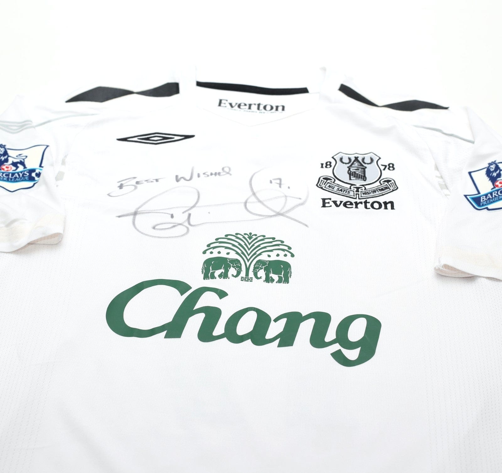 2007/08 CAHILL #17 Everton Vintage Umbro Away Football Shirt (S) SIGNED