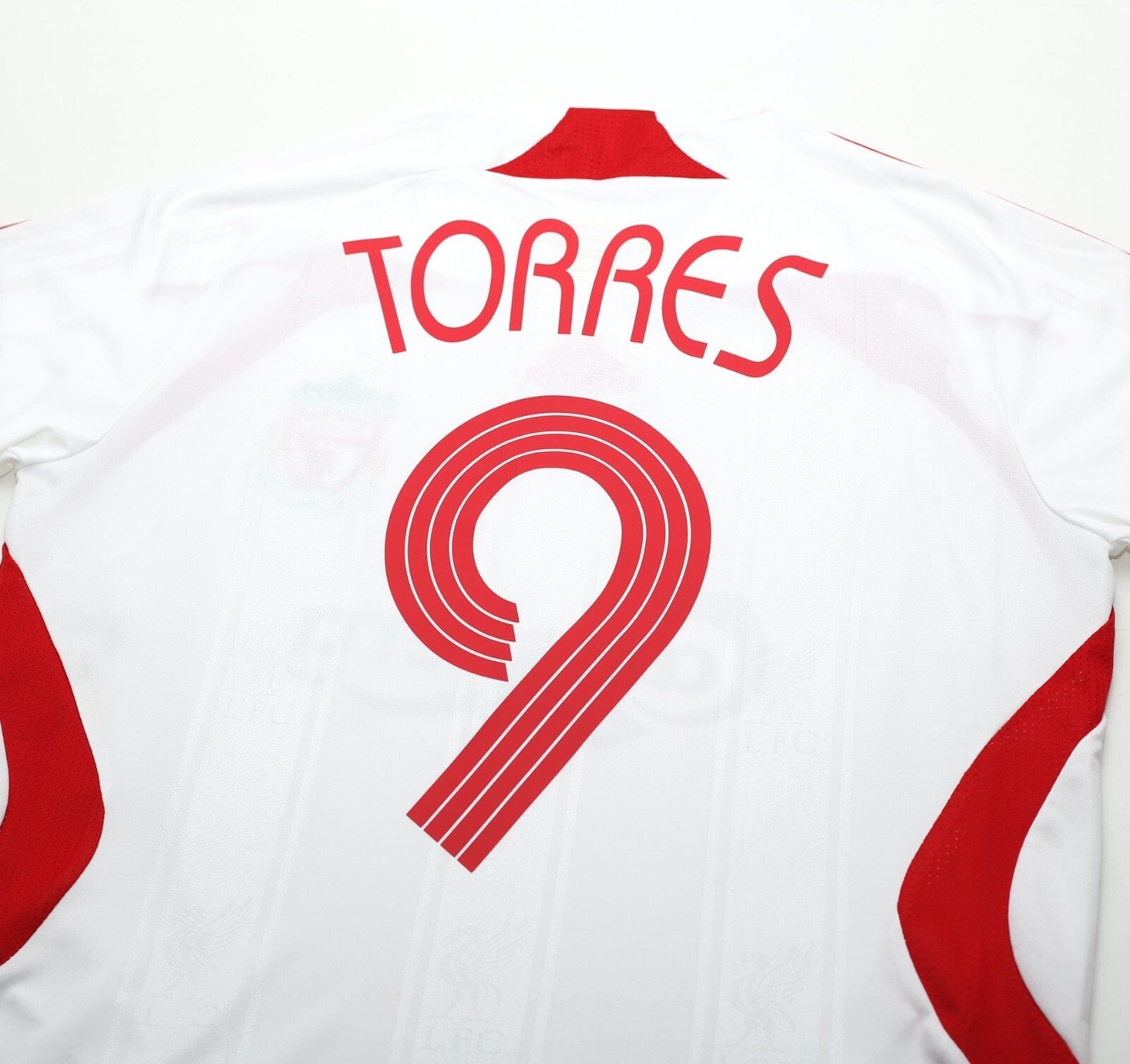 2007/08 TORRES #9 Liverpool Vintage adidas European Away Football Shirt (S)