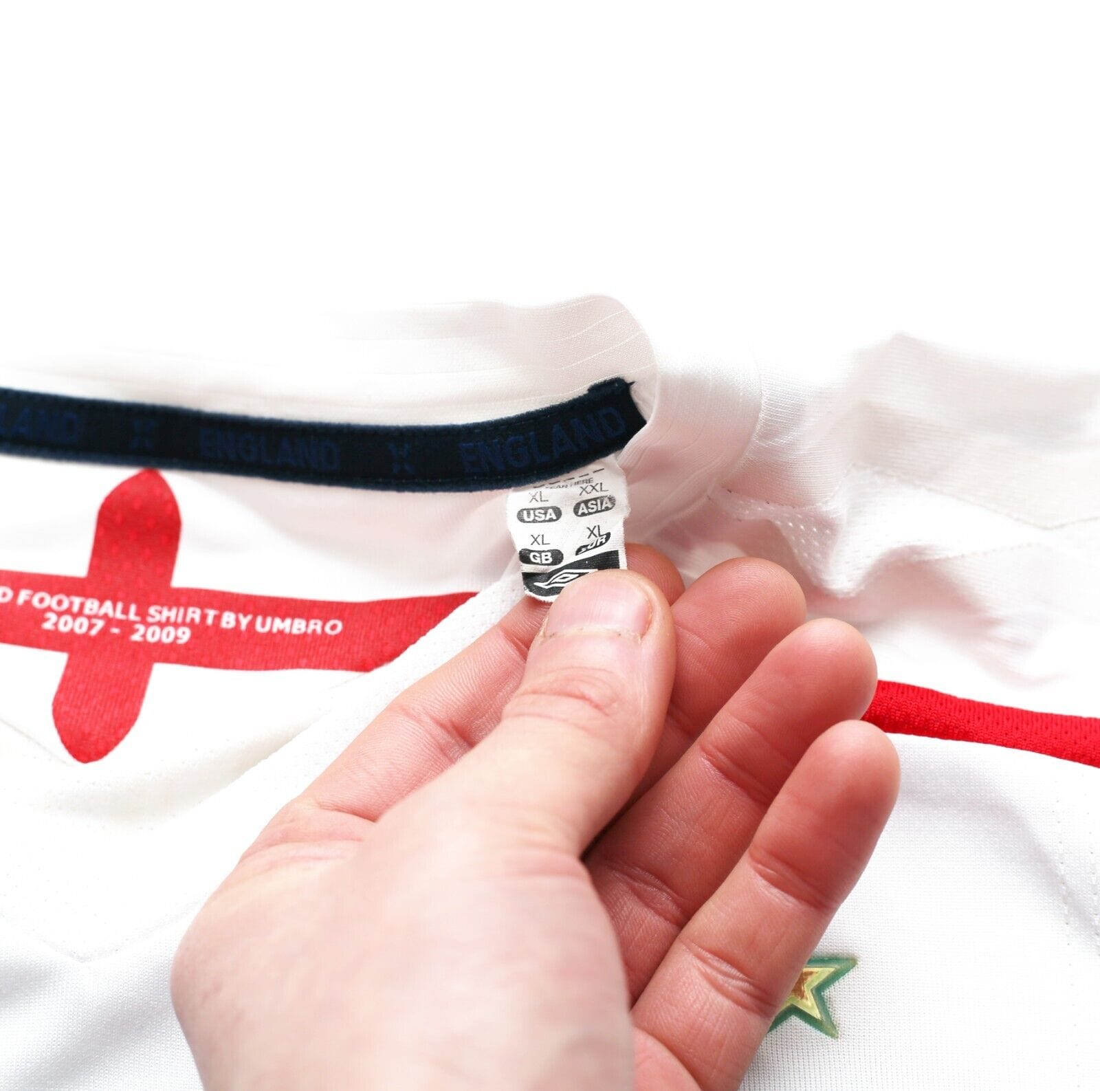 2007/09 BECKHAM #7 England Vintage Umbro Home Football Shirt (XL)