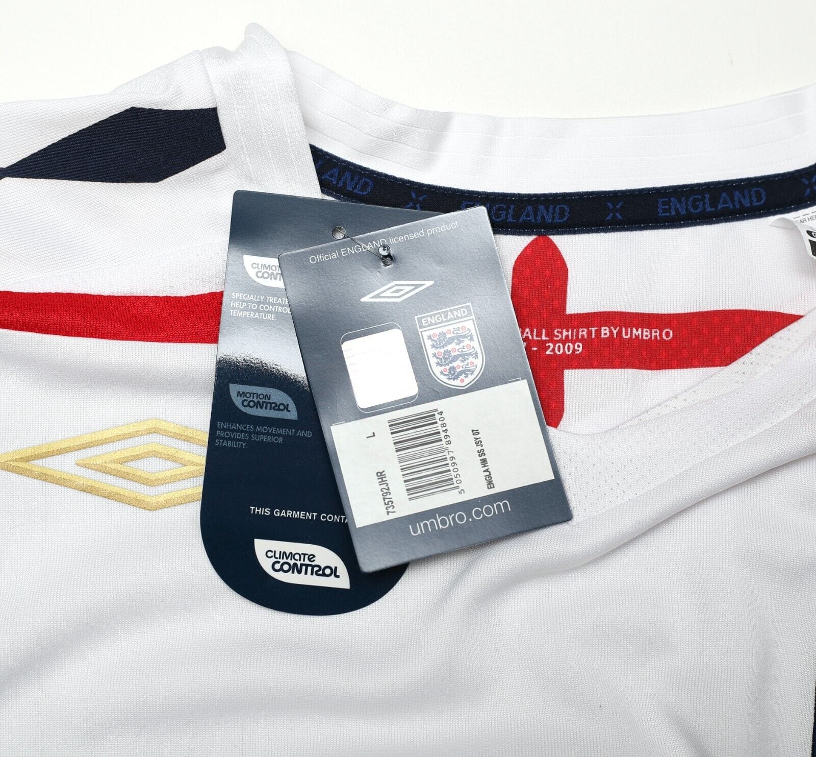 2007/09 ENGLAND Vintage Umbro Home Football Shirt Jersey (L) BNWT