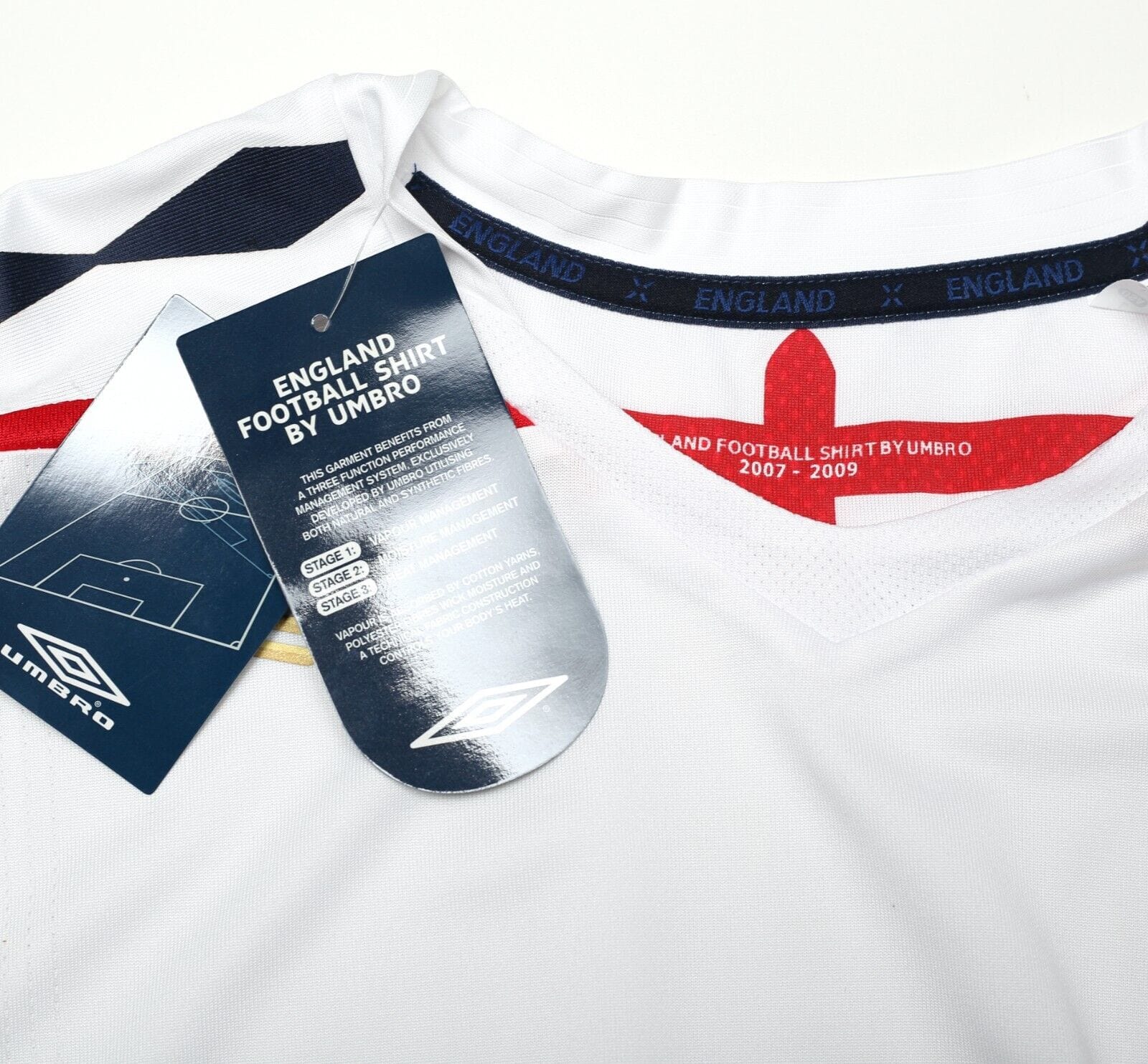 2007/09 ENGLAND Vintage Umbro Home Football Shirt Jersey (M) BNWT