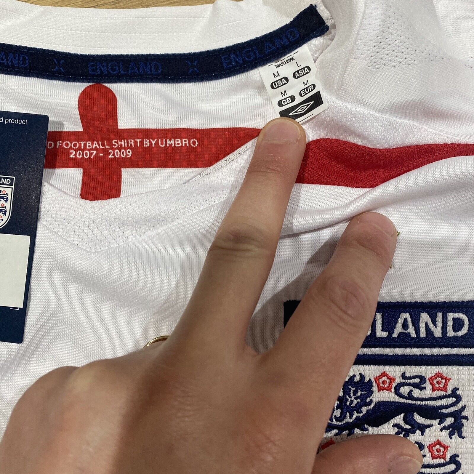 2007/09 ENGLAND Vintage Umbro Home Football Shirt Jersey (M) BNWT