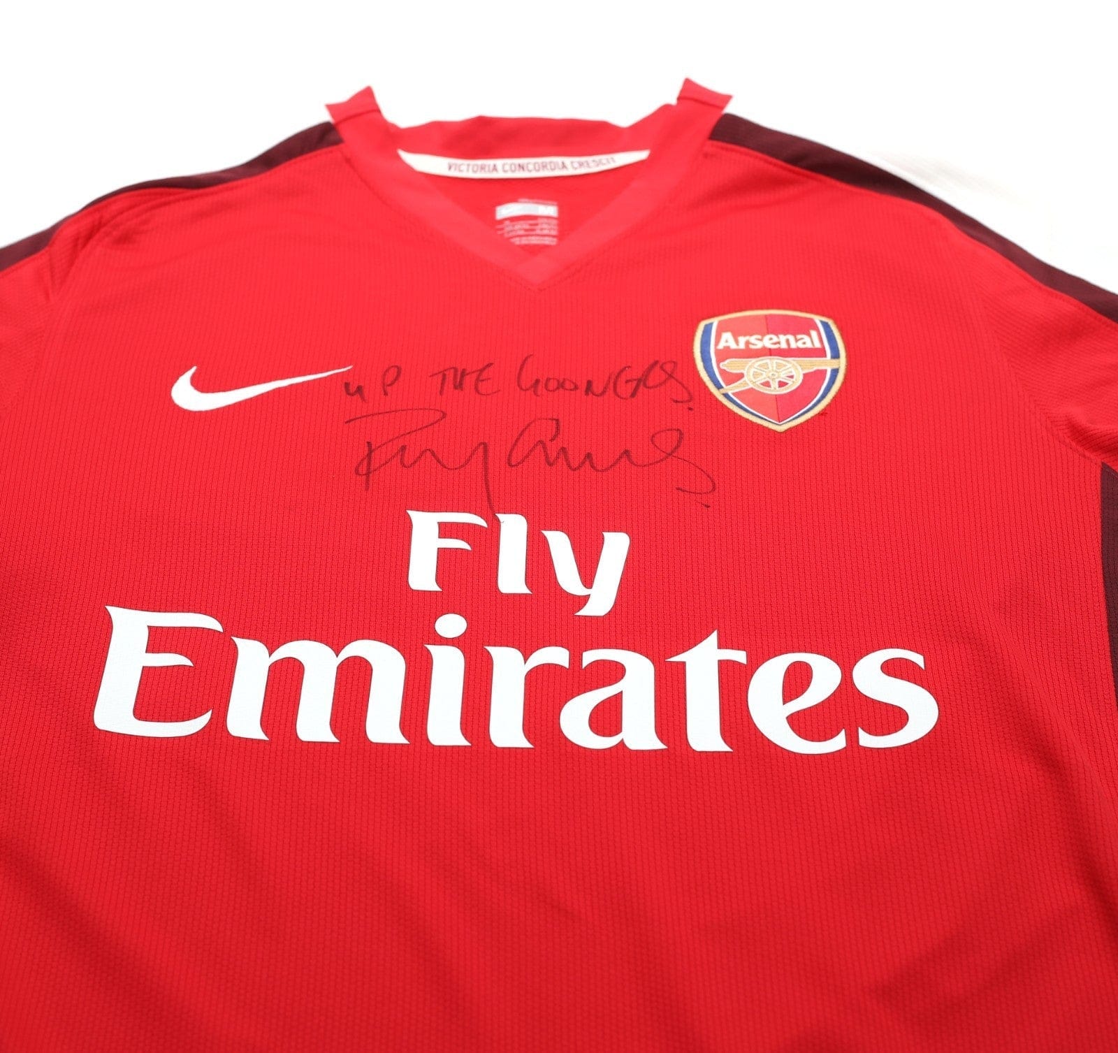 2008/10 ARSENAL Vintage Nike Home Football Shirt (M) SIGNED Perry Groves