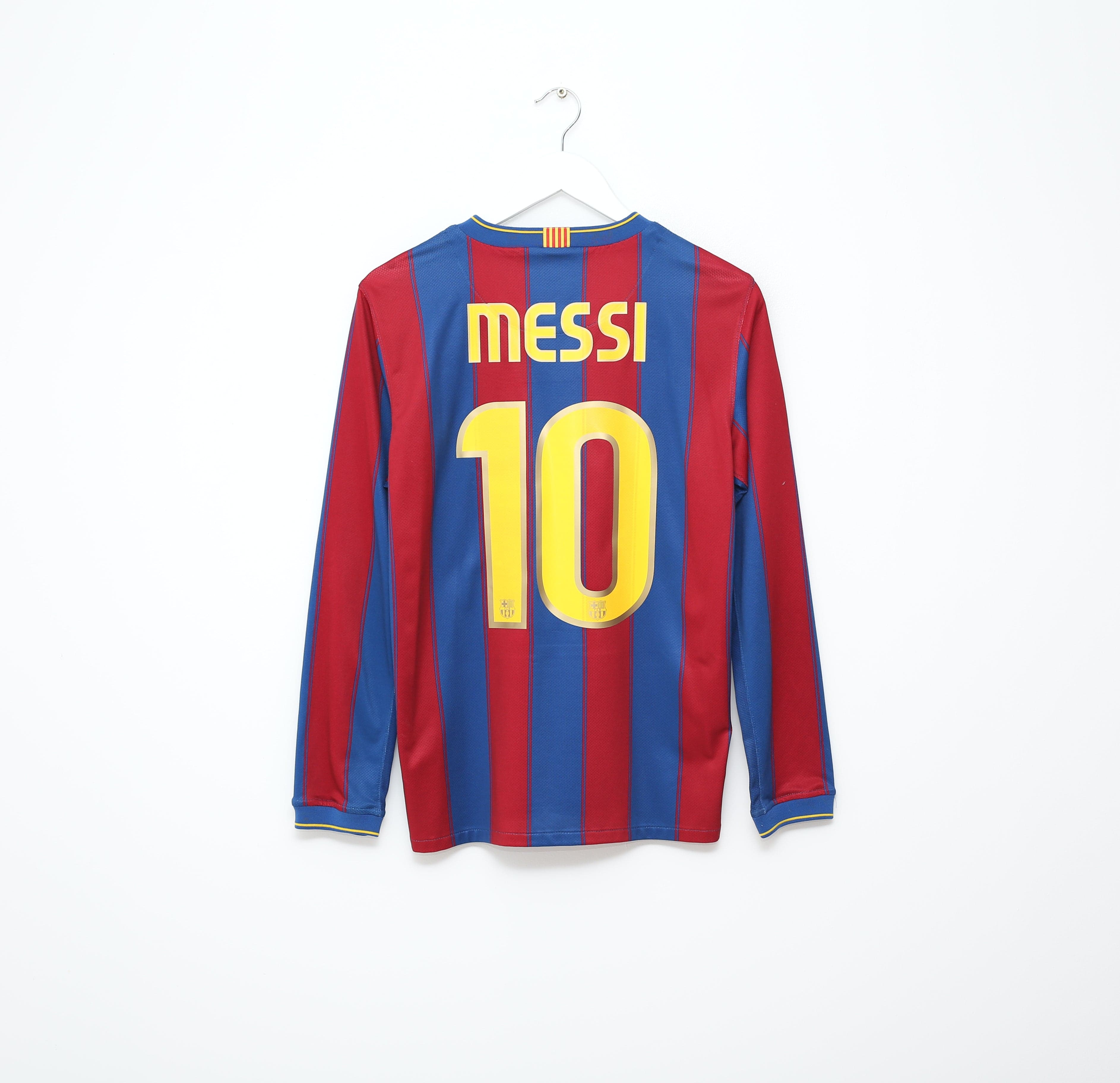 2009/10 MESSI #10 Barcelona Vintage Nike Long Sleeve Home Football Shirt (S)