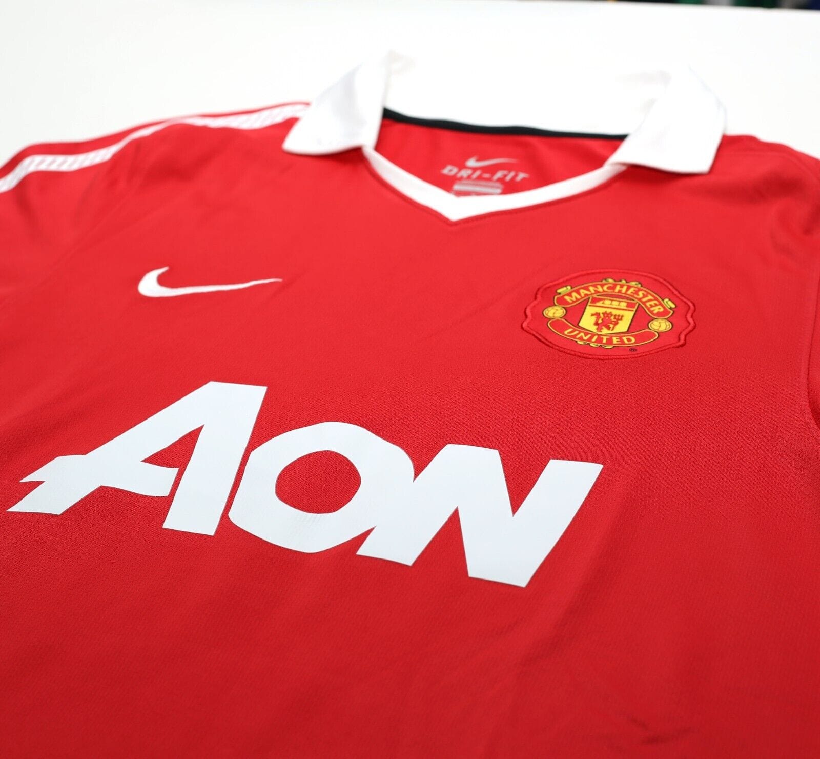 2010/11 SCHOLES #18 Manchester United Vintage Nike Home Football Shirt (M)