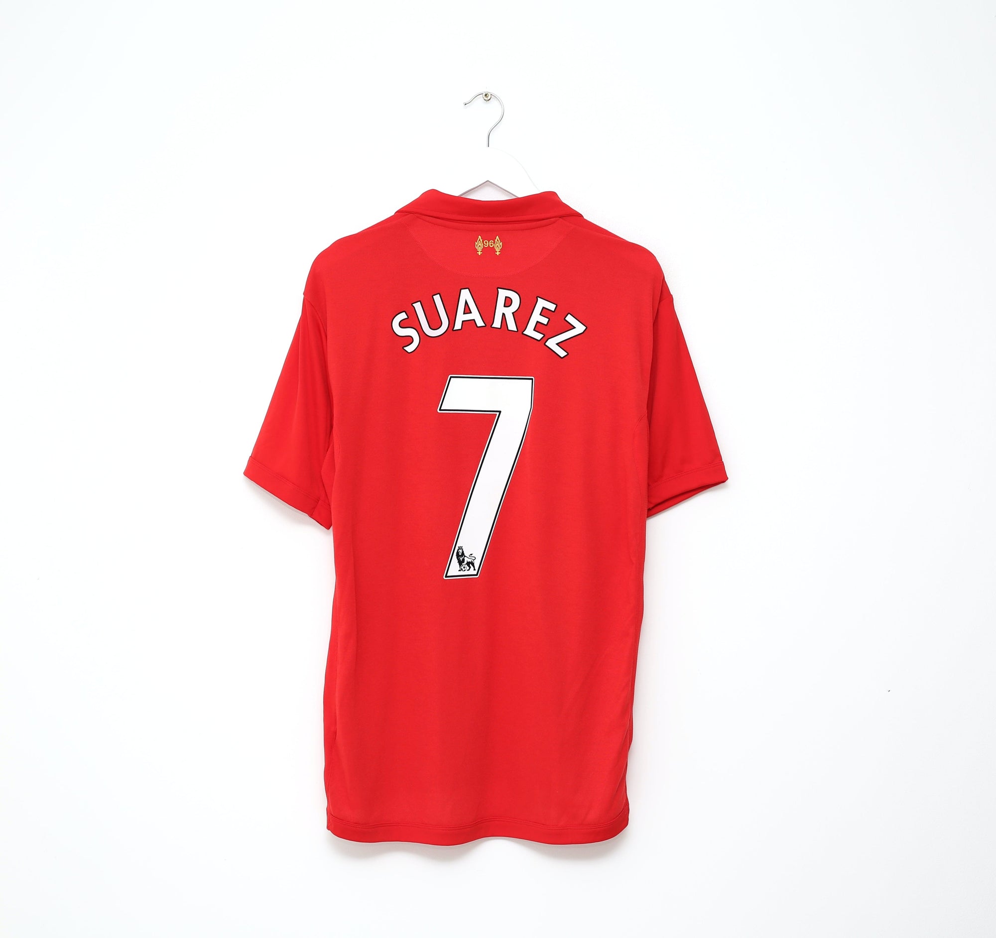 2012/13 SUAREZ #7 Liverpool Vintage Warrior Home Football Shirt Jersey (XL)