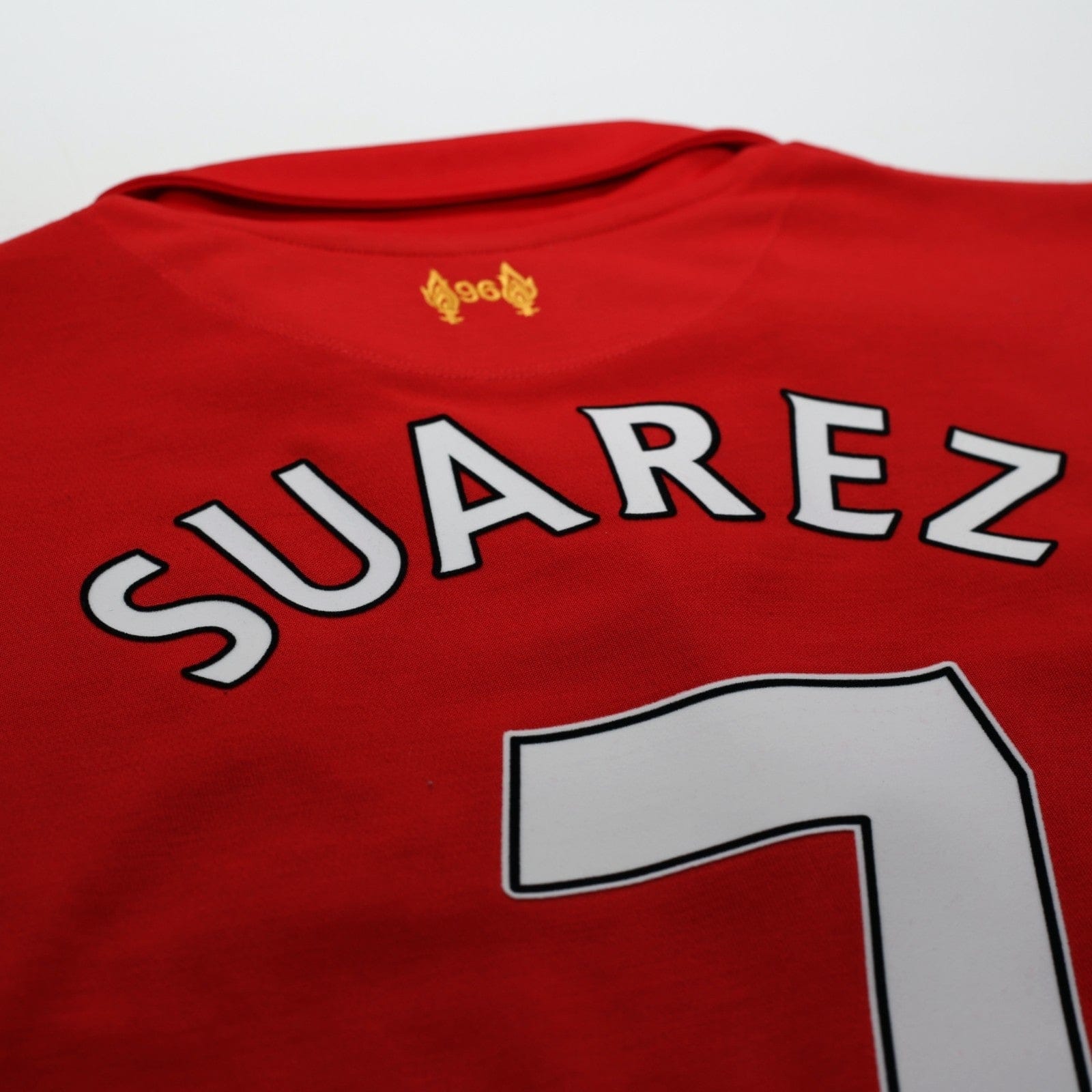 2012/13 Suarez #7 Liverpool Vintage Warrior Home Football Shirt (L)