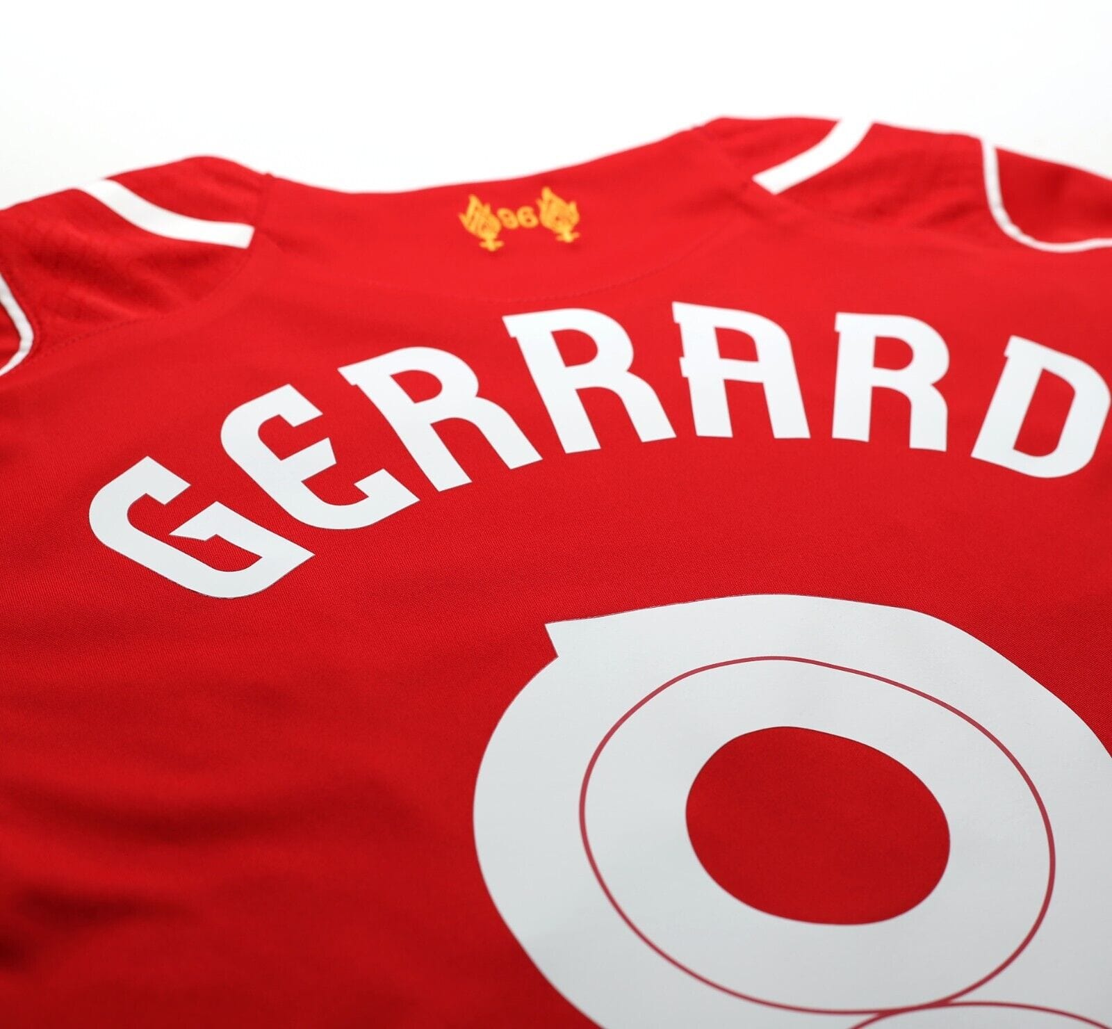 2014/15 GERRARD #8 Liverpool Vintage Warrior Home Football Shirt (M)