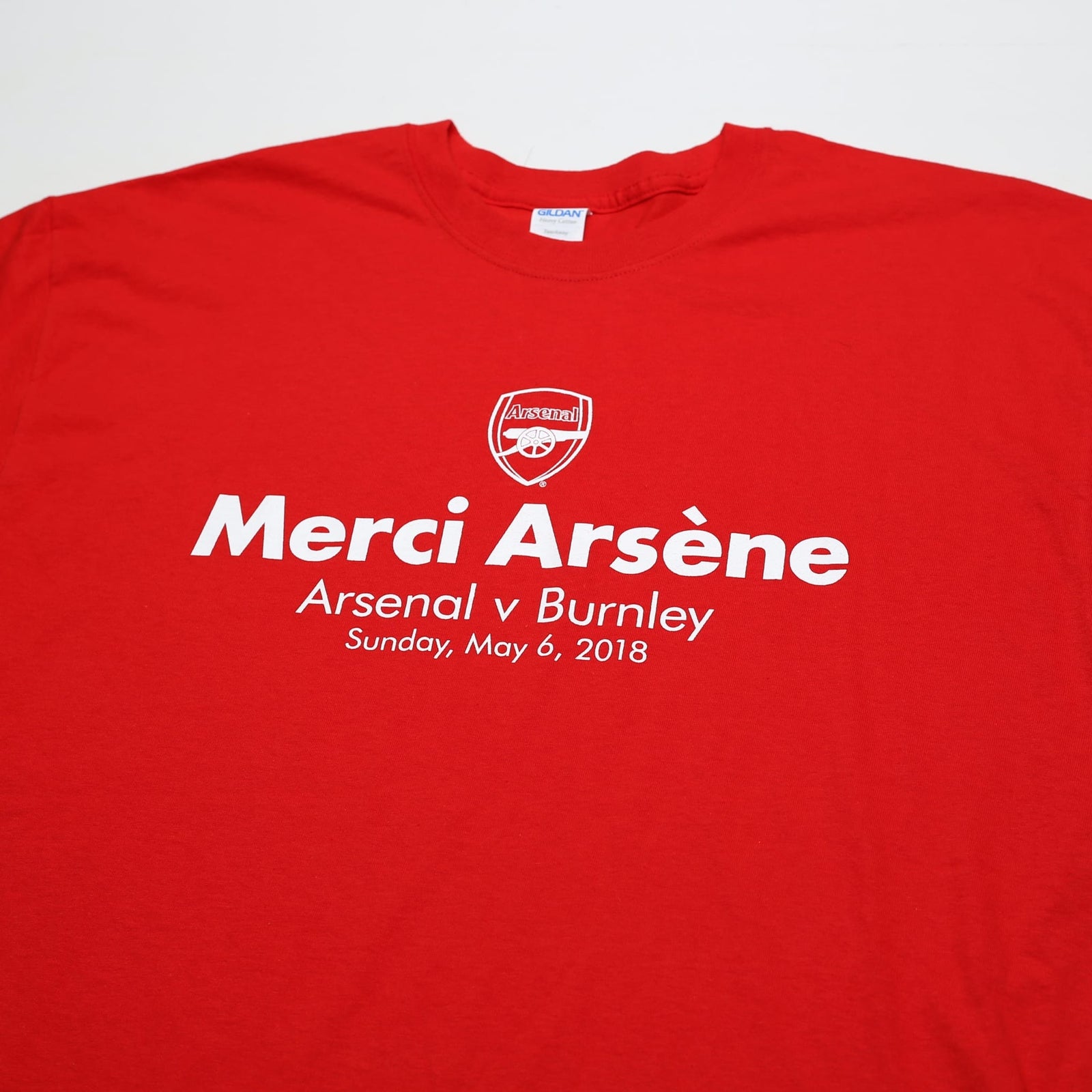 2018 Arsenal 'Merci Arséne' Graphic Tee (Wenger Final game T Shirt v Burnley) (XL)