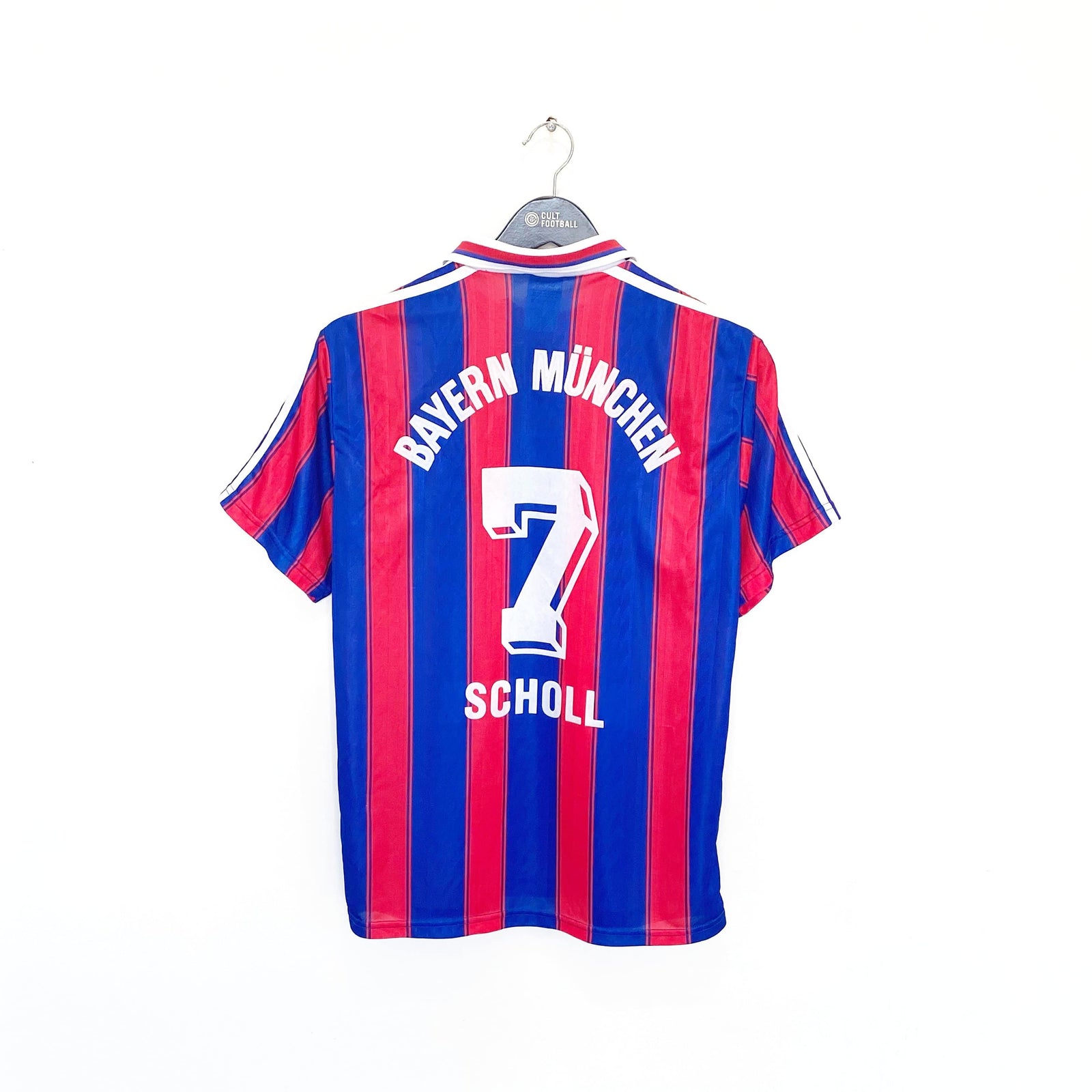 Cult Football 1995/97 SCHOLL #7 Bayern Munich Vintage Adidas Home Football Shirt (S) Germany