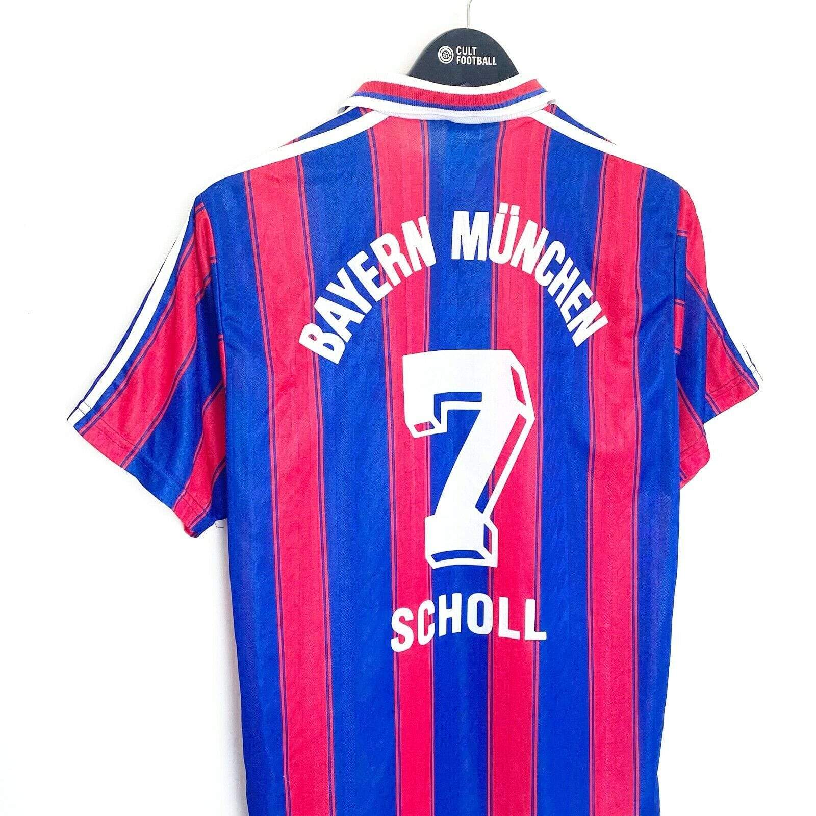 Cult Football 1995/97 SCHOLL #7 Bayern Munich Vintage Adidas Home Football Shirt (S) Germany