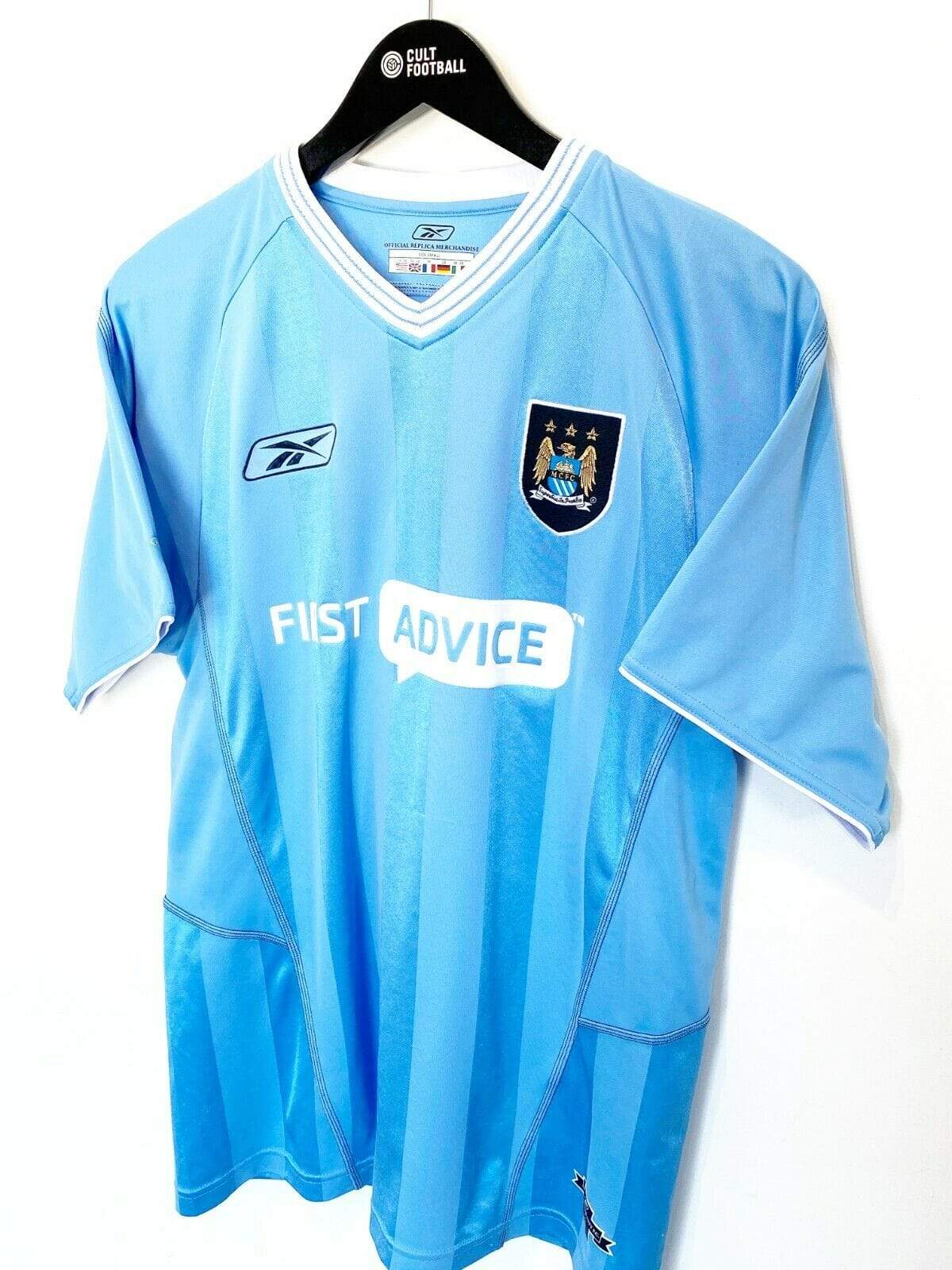 Manchester City 2003/04 FOWLER #8 Manchester City Vintage Reebok Football Shirt Jersey (S)