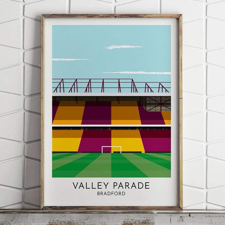 Bradford City - Valley Parade - Contemporary Stadium Print - Football Shirt Collective