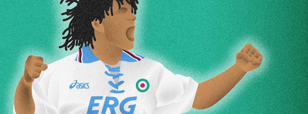 Ruud Gullit in a Sampdoria away shirt