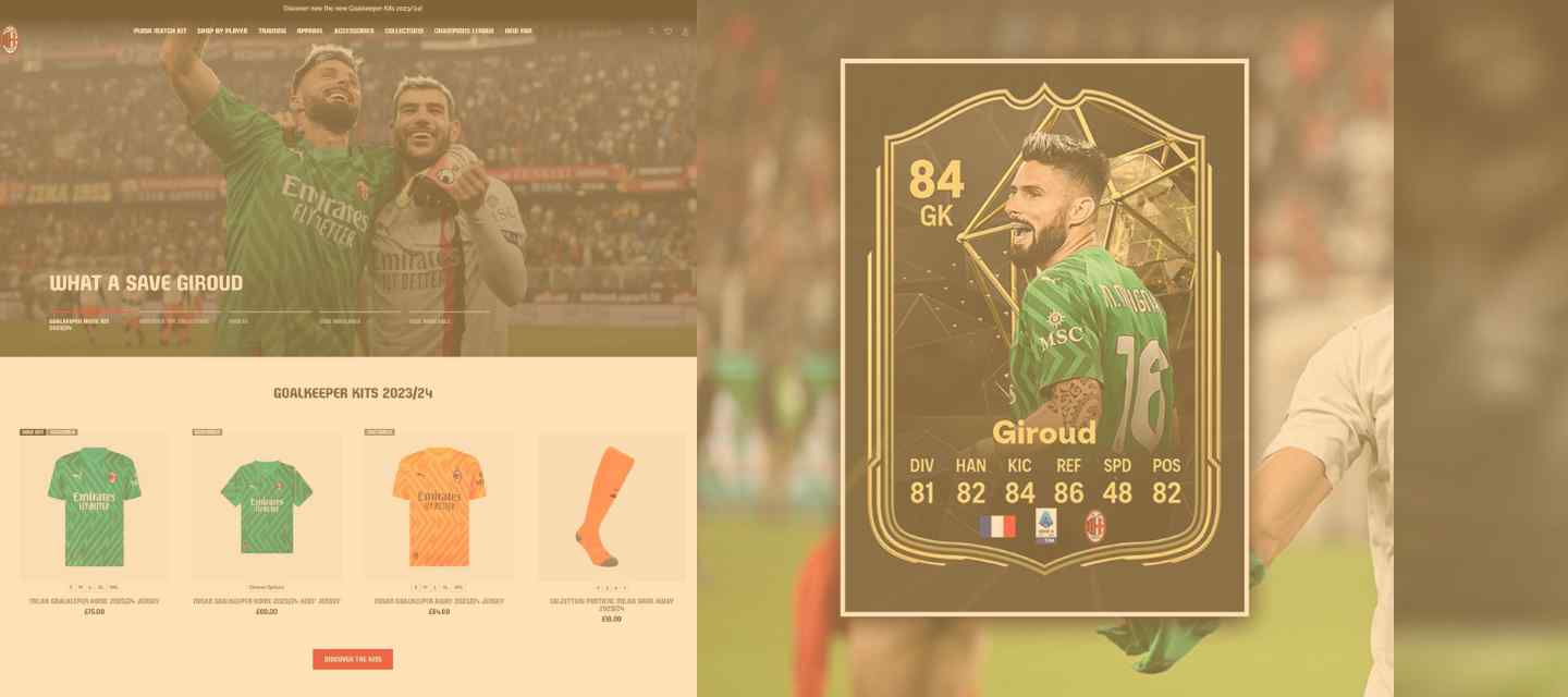 How did AC Milan react when Olivier Giroud went in goal