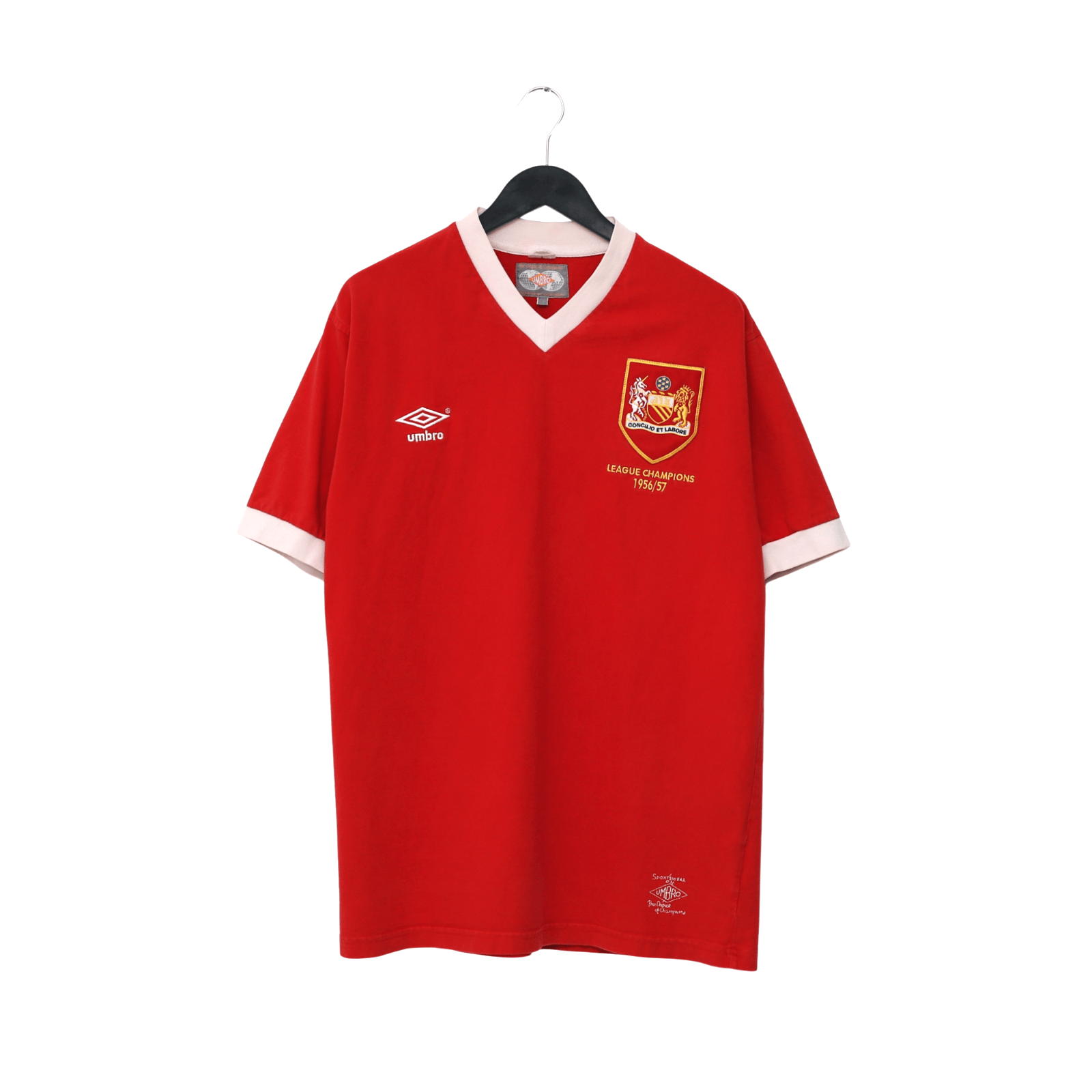 1956/57 Champions Manchester United Retro Umbro Home Football Shirt (L)