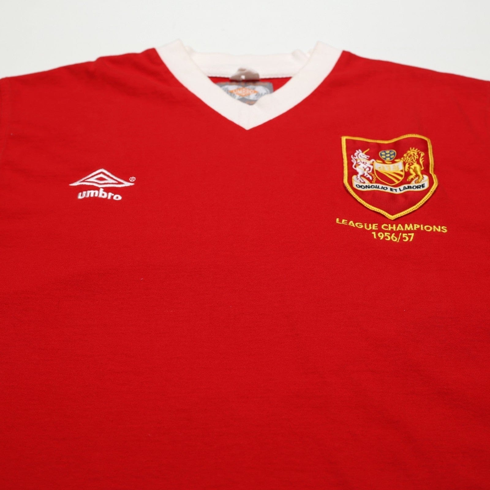 1956/57 Champions Manchester United Retro Umbro Home Football Shirt (M)