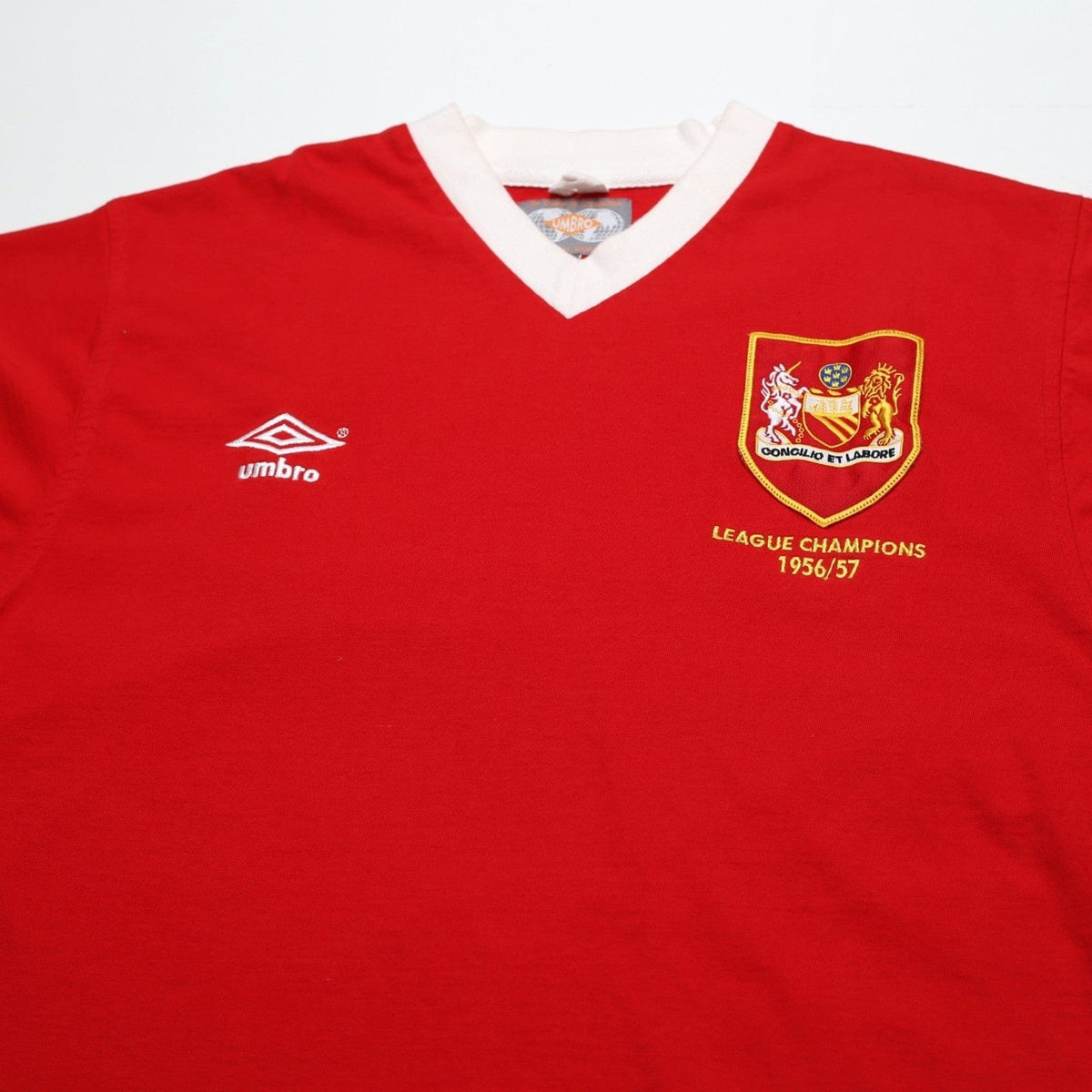 1956/57 Champions Manchester United Retro Umbro Home Football Shirt (M)