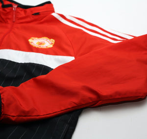 1980s Style MANCHESTER UNITED Vintage Retro adidas Originals Hooded Jacket (L)