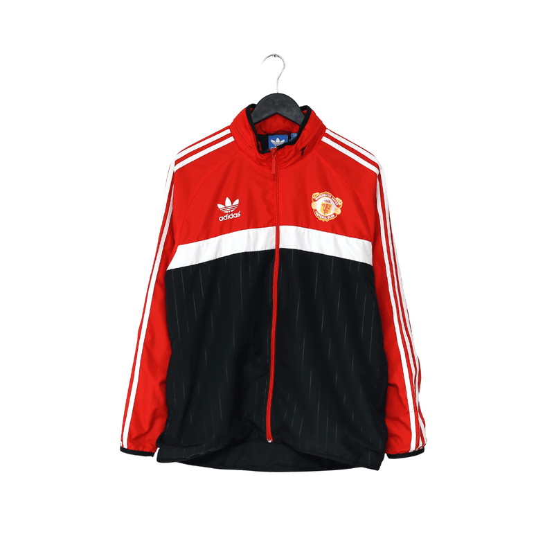 1980s Style MANCHESTER UNITED Vintage Retro adidas Originals Hooded Jacket (L)